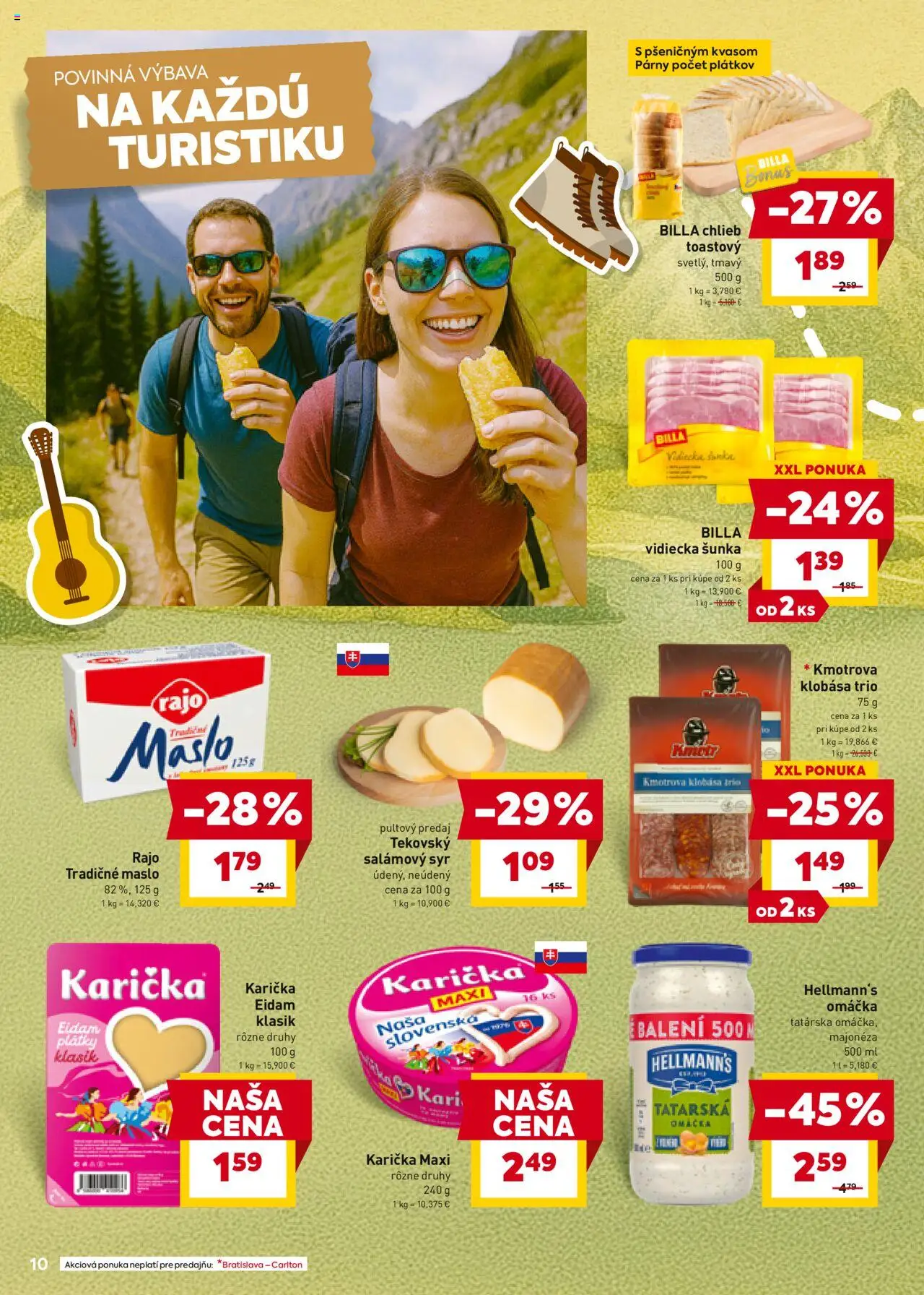 Billa leták │ platný od 30.07.2025 | Strana: 10 | Produkty: Šunka, Klobása, Eidam, Omáčka