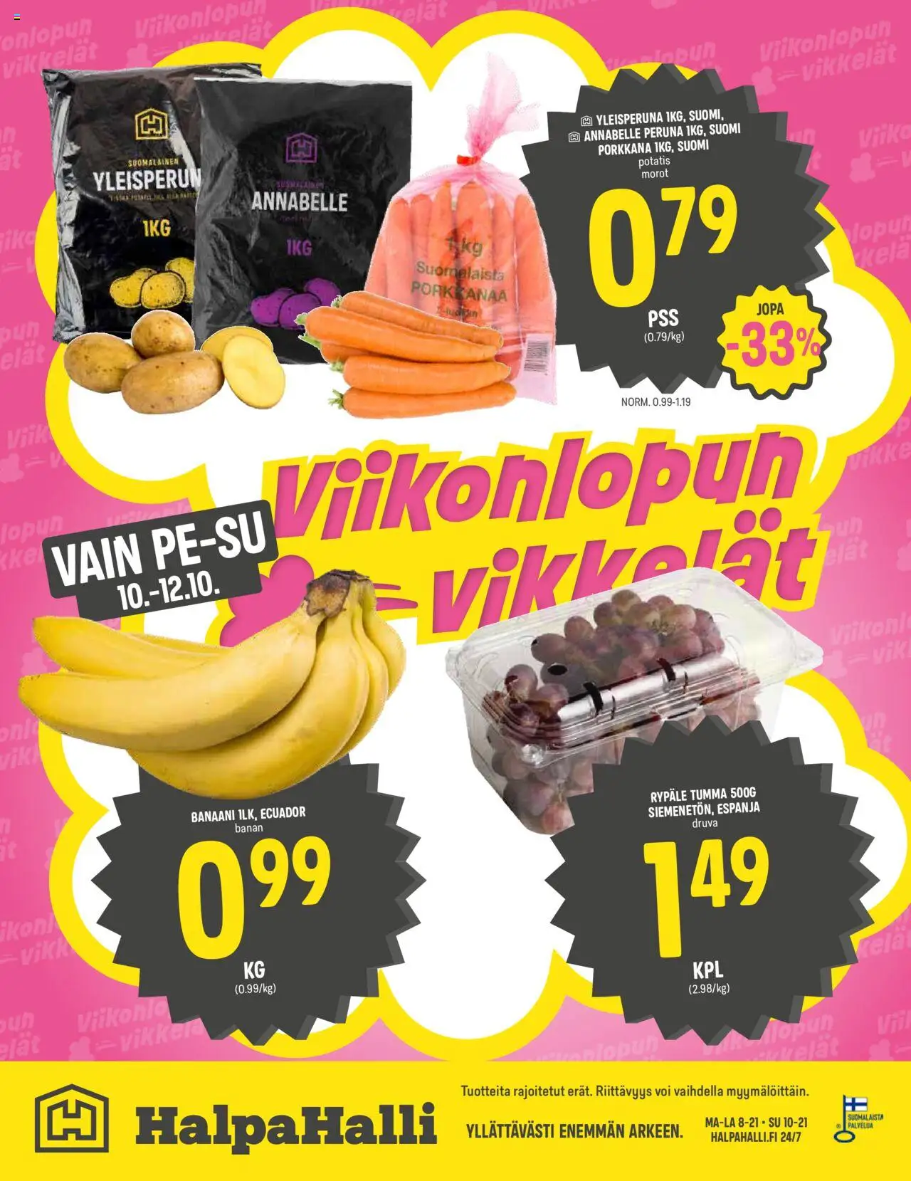 Halpa Halli tarjoukset – voimassa 08.10.2025 alkaen | Sivu: 12 | Tuotteet: Voi, Peruna, Porkkana