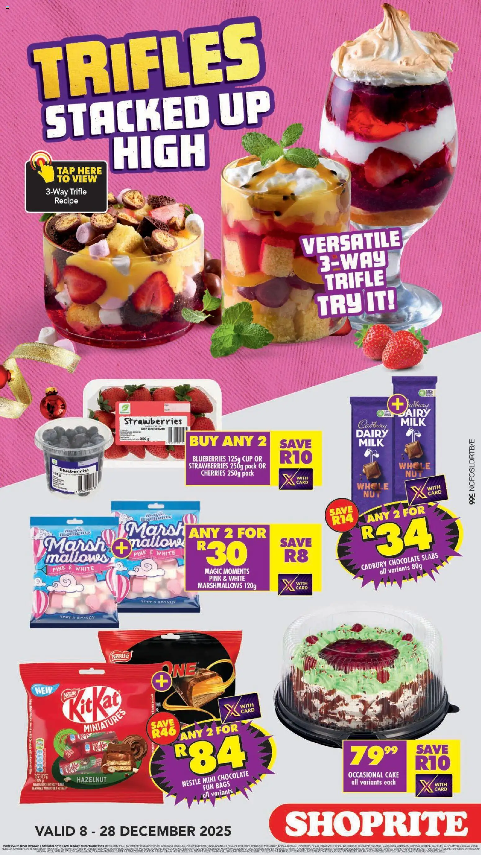 New Shoprite catalogue – valid from 08.12.2025 | Page: 6 | Products: Cherries, Milk, Chocolate, Strawberries