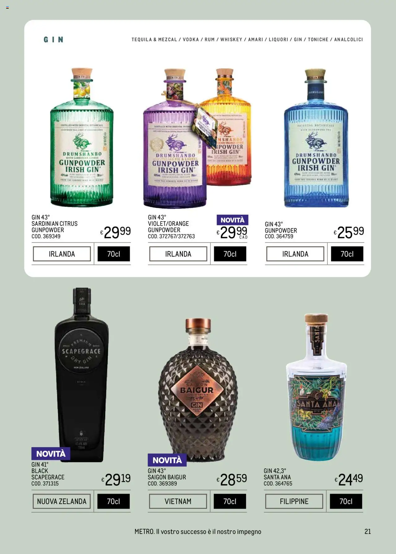 Volantino Metro del 09.05.2025 | Pagina: 21 | Prodotti: Gin, Vodka, Rum, Tequila