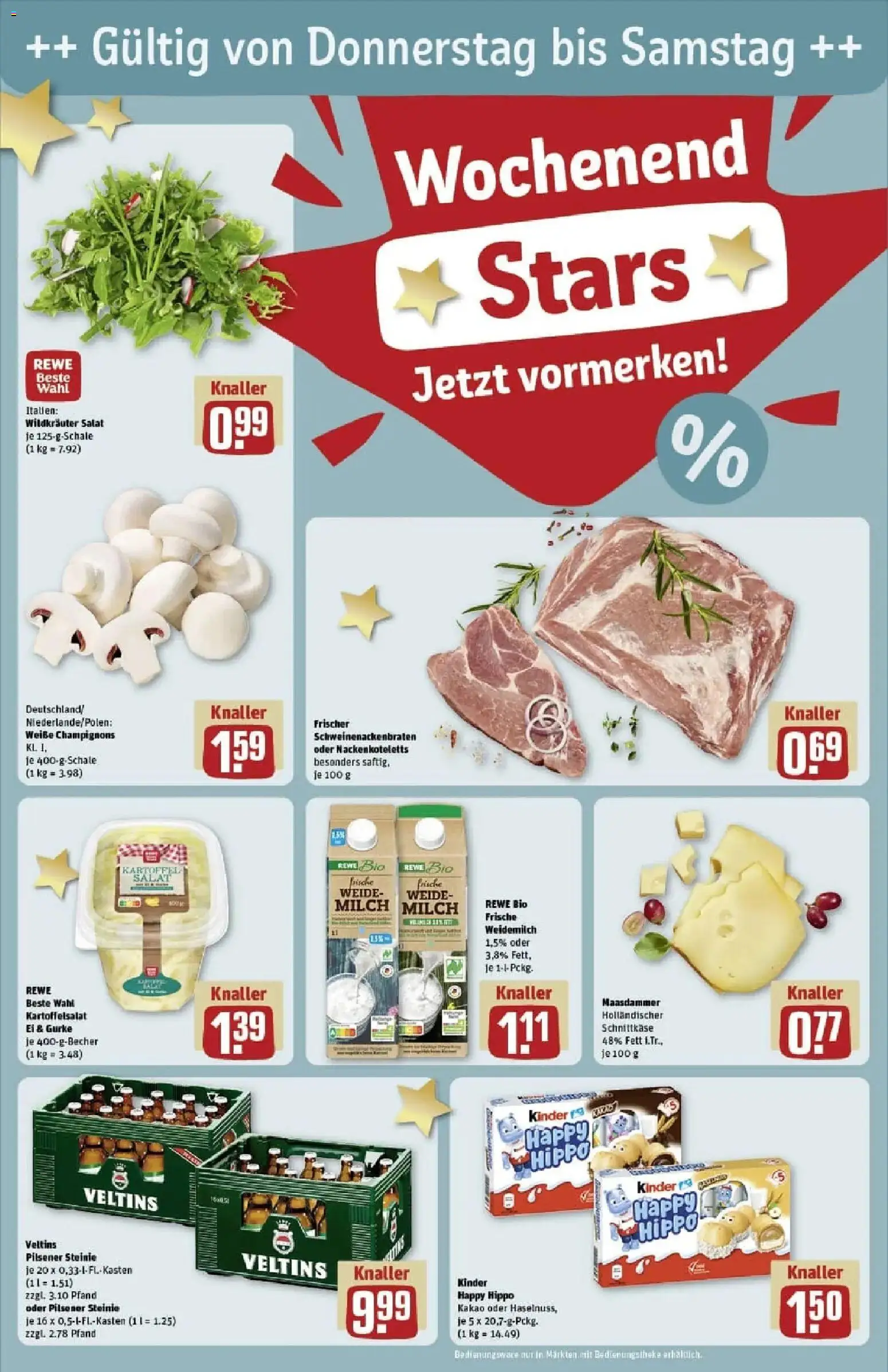Rewe prospekt Essen	 – gültig ab 23.11.2025 | Seite: 30 | Produkte: Milch, Champignons, Salat, Veltins