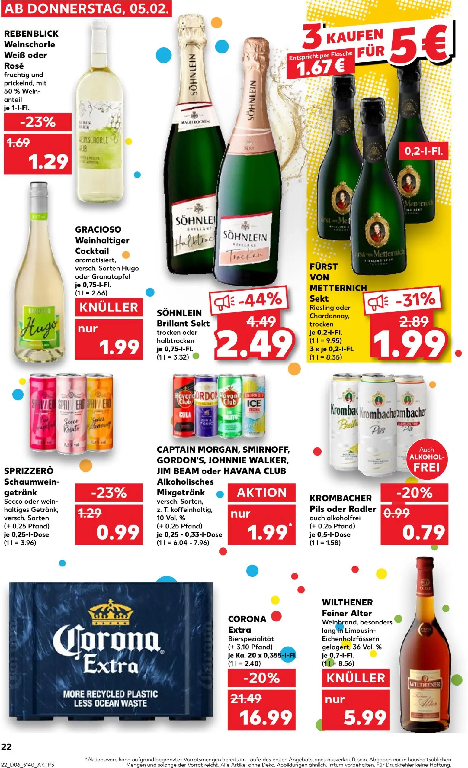 Kaufland prospekt Leipzig	 – gültig ab 08.02.2026 | Seite: 22 | Produkte: Havana club, Radler, Krombacher, Wein
