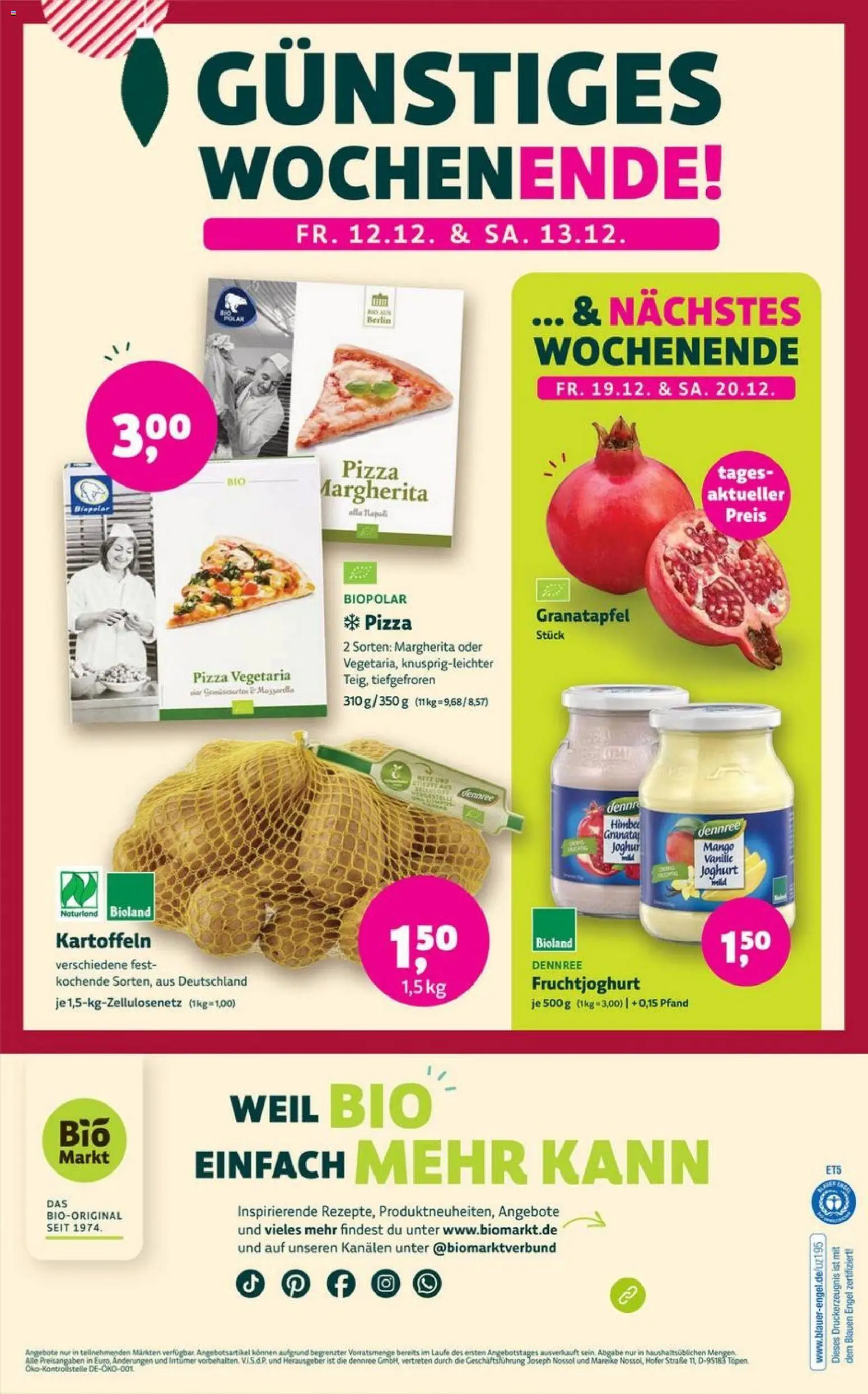 Denns BioMarkt Angebote – gültig ab 03.12.2025 | Seite: 14 | Produkte: Granatapfel, Joghurt, Mango, Pizza