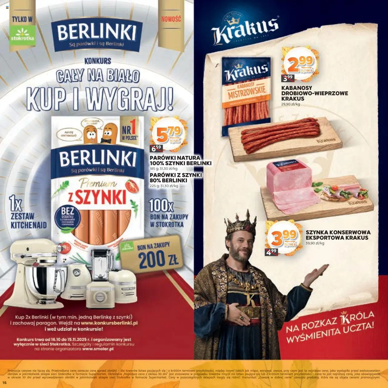 Stokrotka Gazetka - Jesiennie Inspiracje od 16.10.2025 | Strona: 16 | Produkty: Stokrotka, Parówki z szynki, Parówki, Szynka