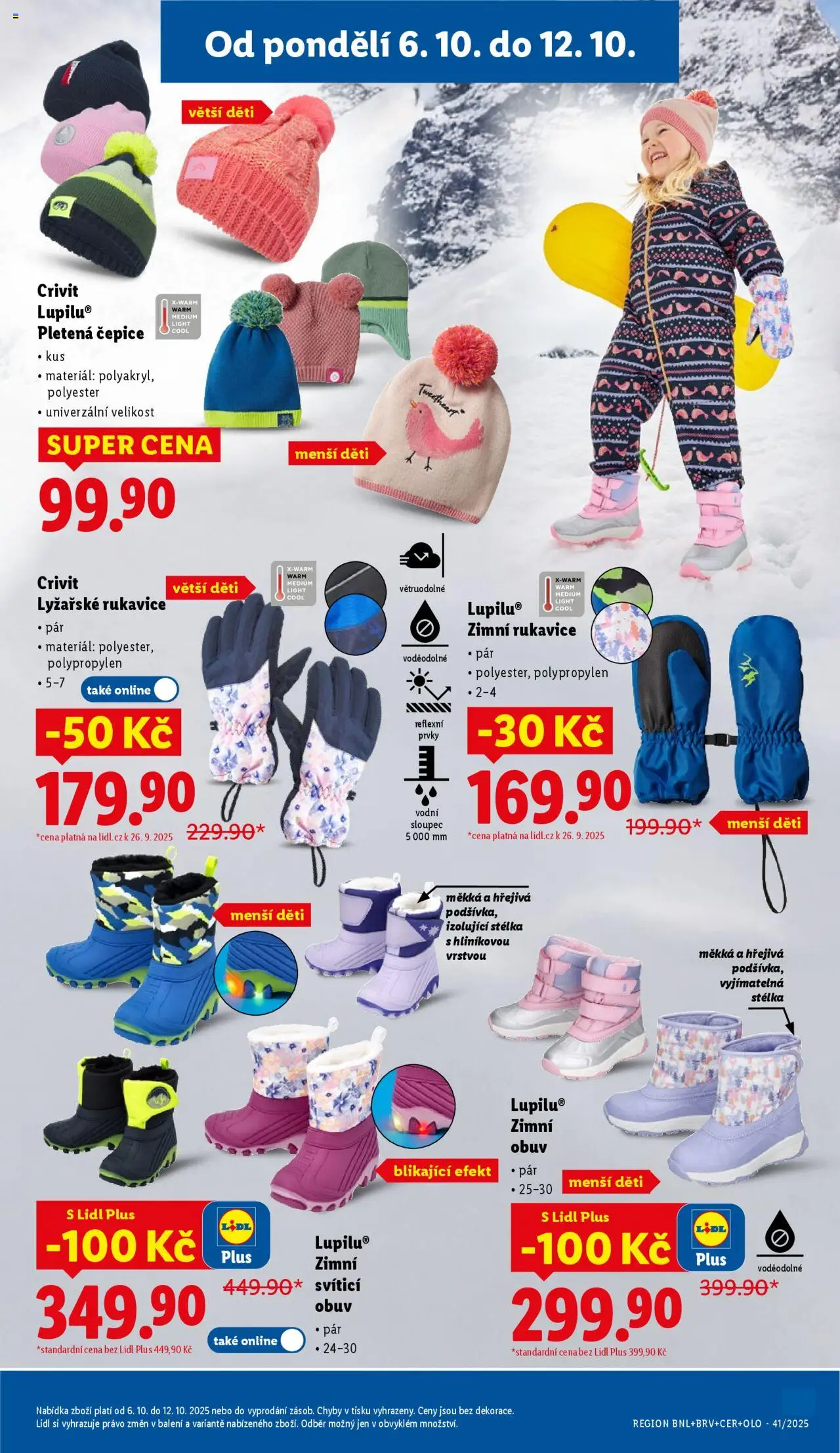 Lidl leták - Spotřební zboží od 06.10.2025 | Strana: 7 | Produkty: Čepice, Rukavice, Obuv