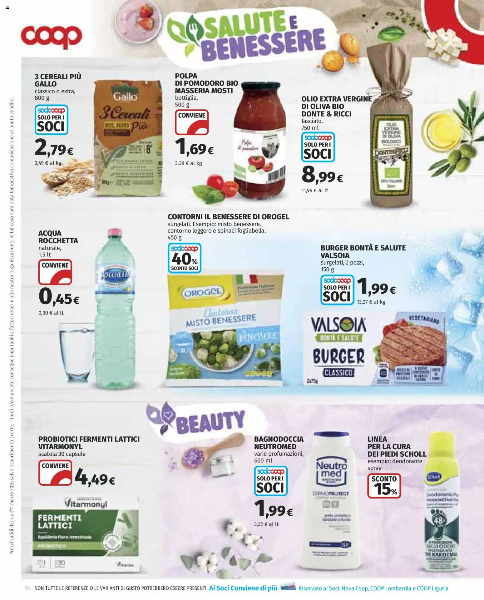 Volantino COOP del 05.03.2026 | Pagina: 14 | Prodotti: Deodorante, Acqua, Olio, Olio extra vergine