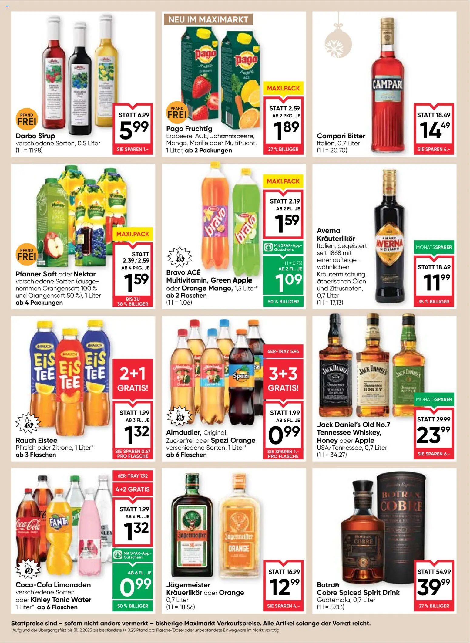Maximarkt Flugblatt gültig ab 04.12.2025 | Seite: 14 | Produkte: Pfirsich, Nauriit, Saft, Äpfel