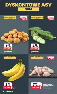 Netto gazetka - Spożywcza od 31.07.2025 | Strona: 2 | Produkty: Podudzie z kurczaka, Banan
