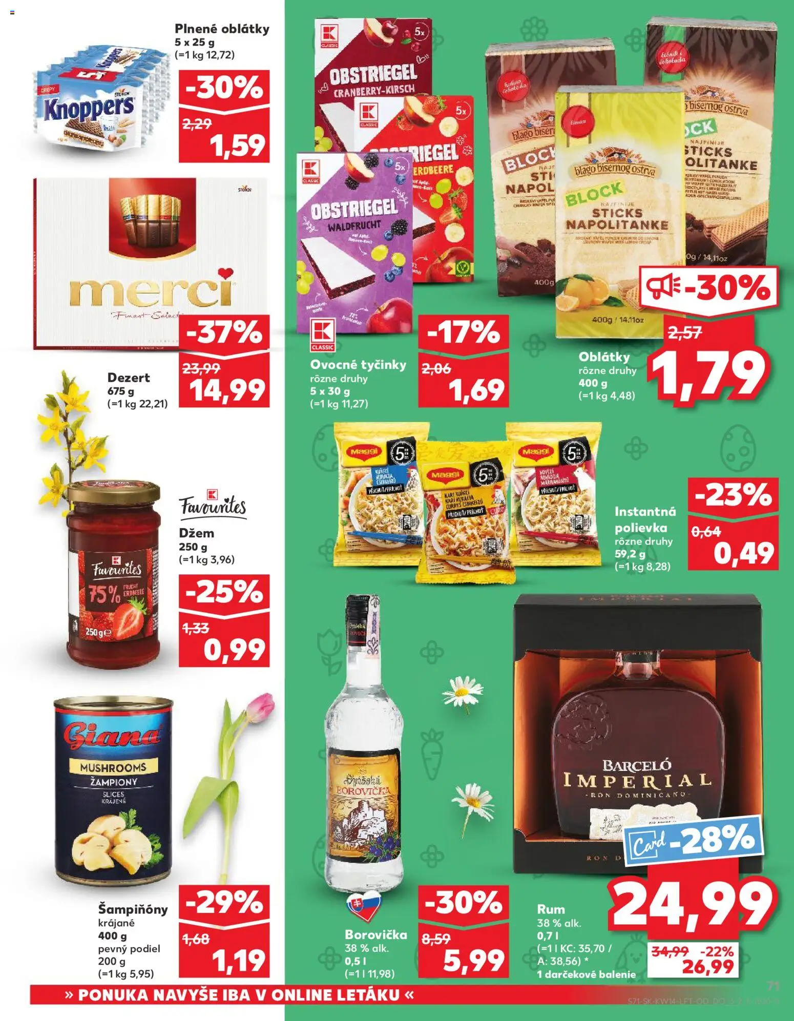 Nové Kaufland akcie – leták je platný od 01.04.2026 | Strana: 71 | Produkty: Borovička, Merci, Rum
