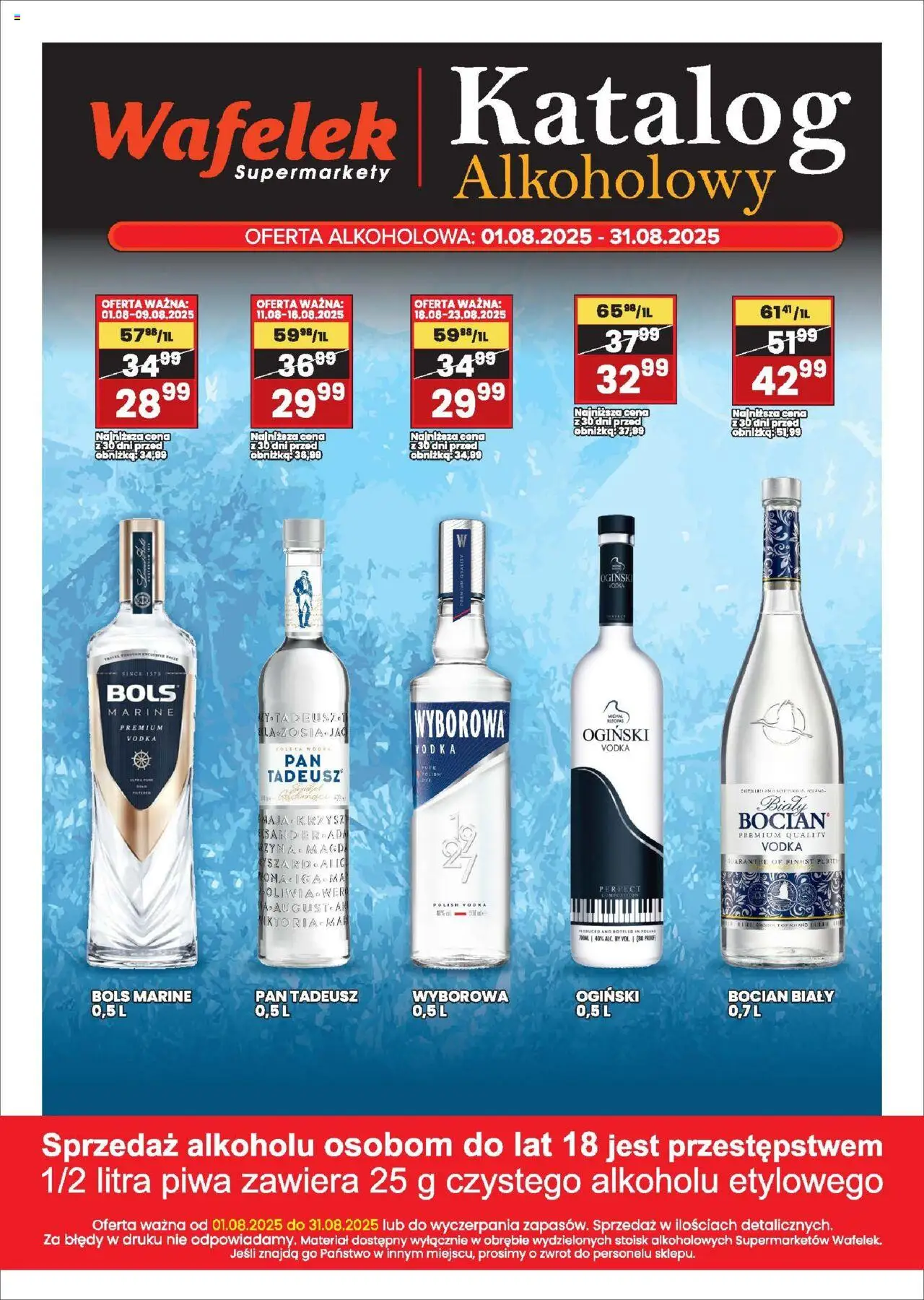 Wafelek Gazetka alkoholowa od 01.08.2025 | Strona: 1 | Produkty: Ogiński, Vodka