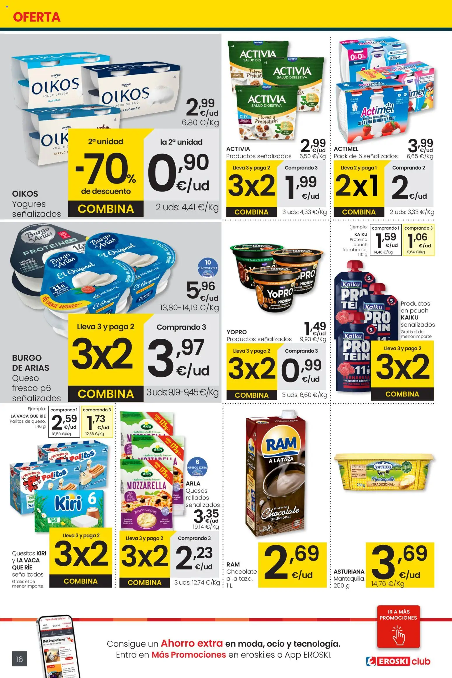 Eroski - Center │ válido desde el 05.01.2026 | Página: 16 | Productos: Leche, Queso, Yogur, Μαγειρική εστία