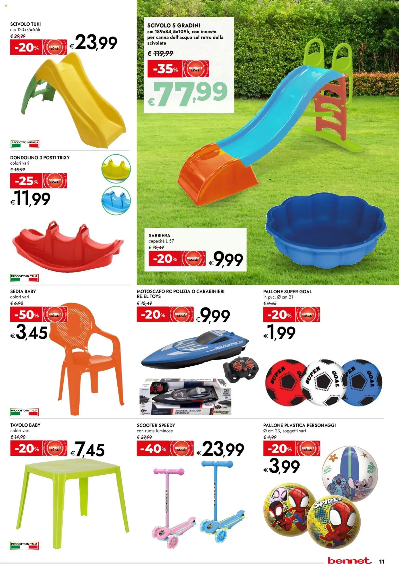 Volantino bennet del 07.04.2026 | Pagina: 11 | Prodotti: Sabbiera, Scivolo, Tavolo, Sedia