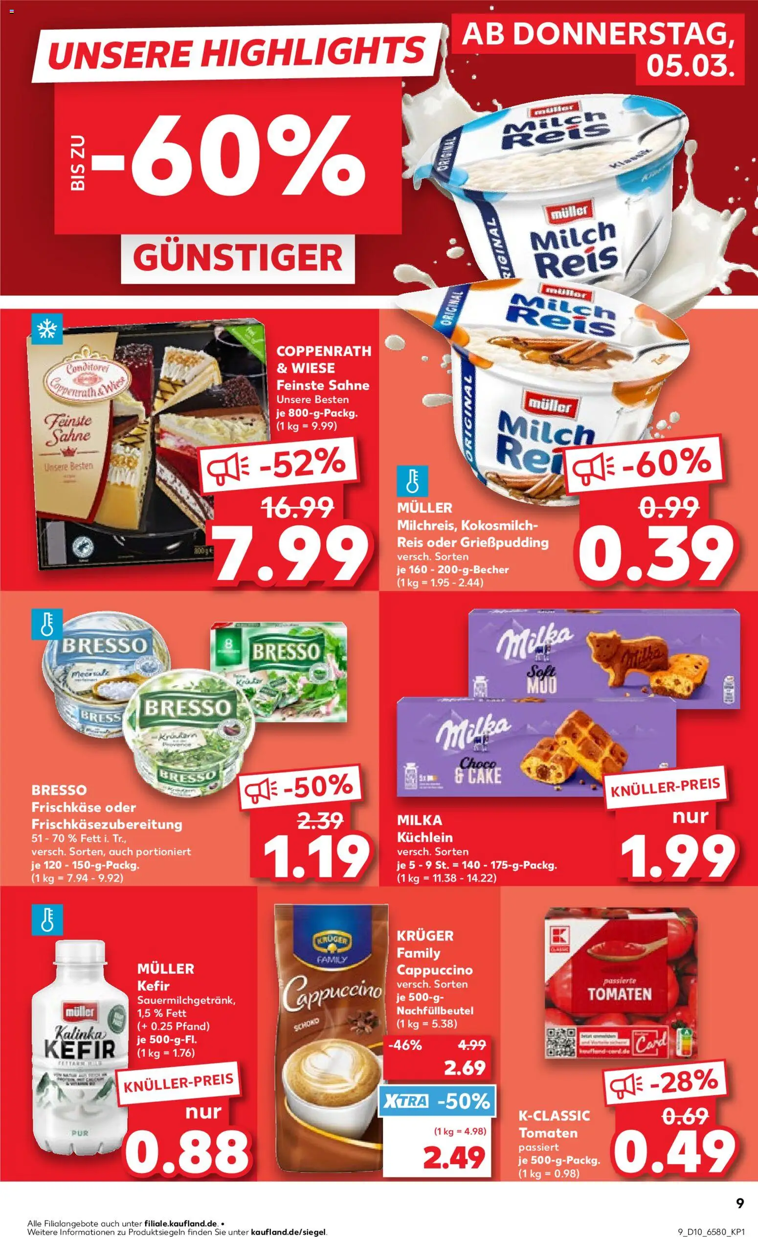 Kaufland prospekt Hamburg	 – gültig ab 05.03.2026 | Seite: 9 | Produkte: Kefir, Milch, Bresso, Sahne