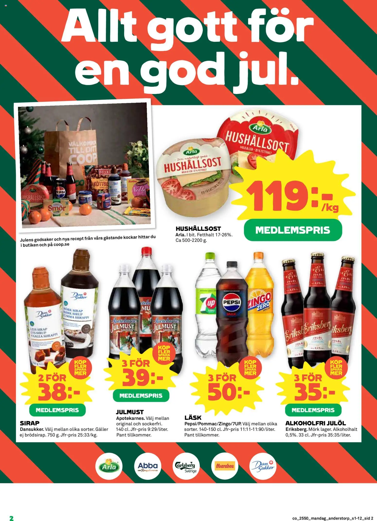 Coop reklamblad aktuell från 08.12.2025 | Sida: 2 | Produkter: Galler, Pepsi, Hushållsost, Smör
