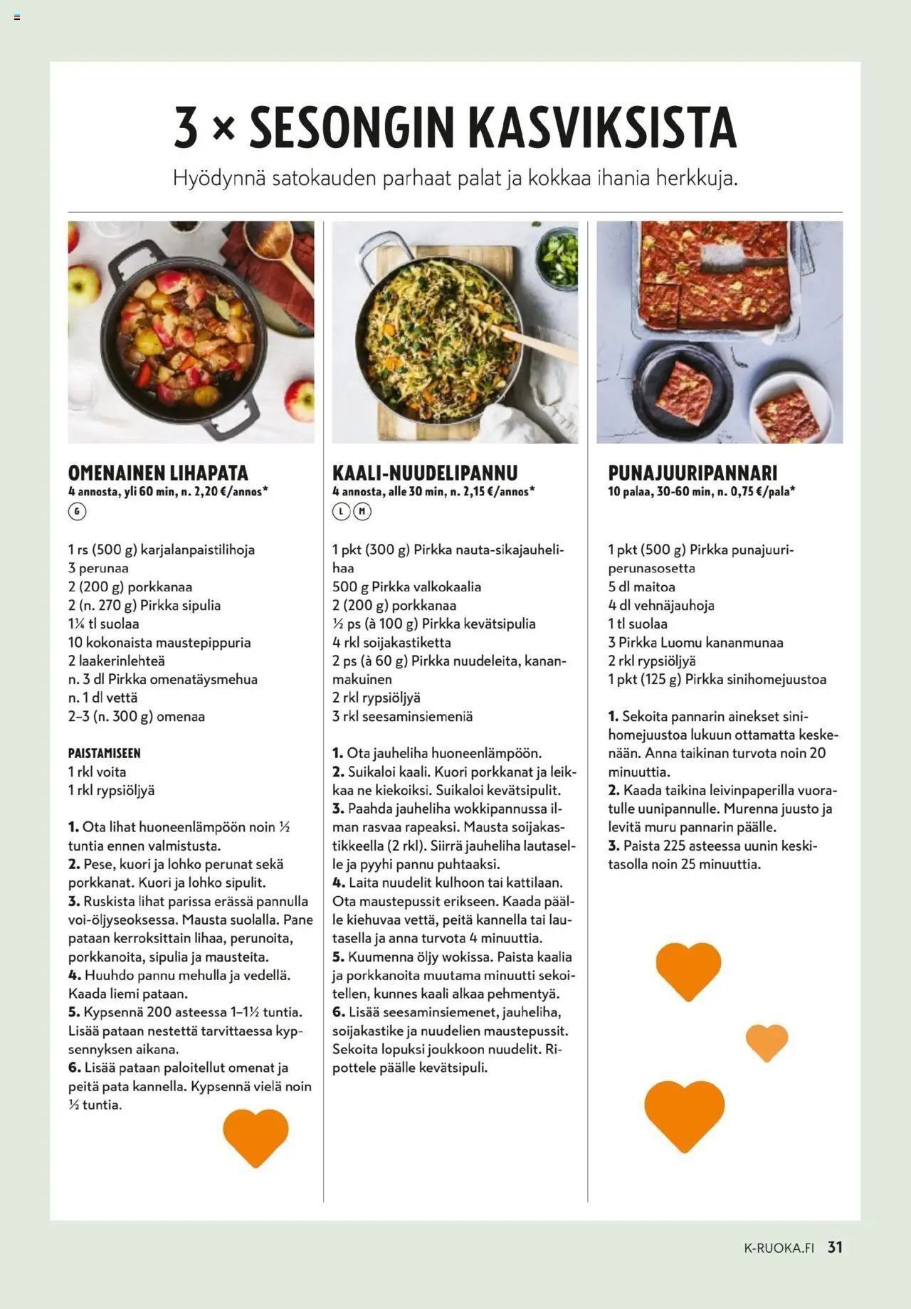 K-Supermarket - K-Ruoka – voimassa 01.10.2025 alkaen | Sivu: 31 | Tuotteet: Kaali, Juusto, Omenat, Nuudelit