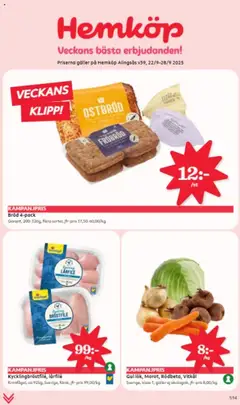 Hemköp - erbjudanden - Förhandsvisning av reklamblad från butik Hemköp aktuell från 22.09.2025
