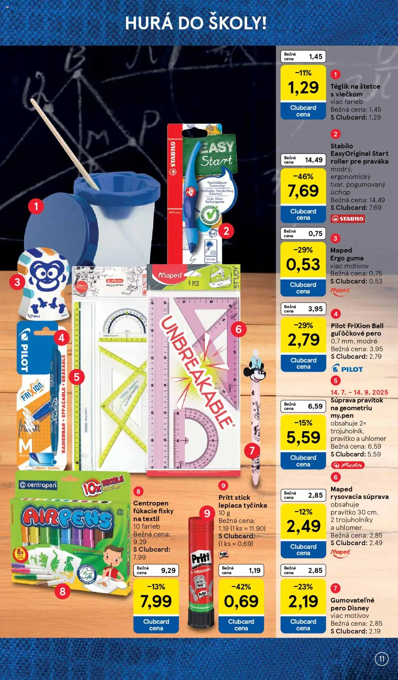 Tesco všetko pre vášho školáka │ platný od 11.08.2025 | Strana: 11 | Produkty: Pero, Fixky