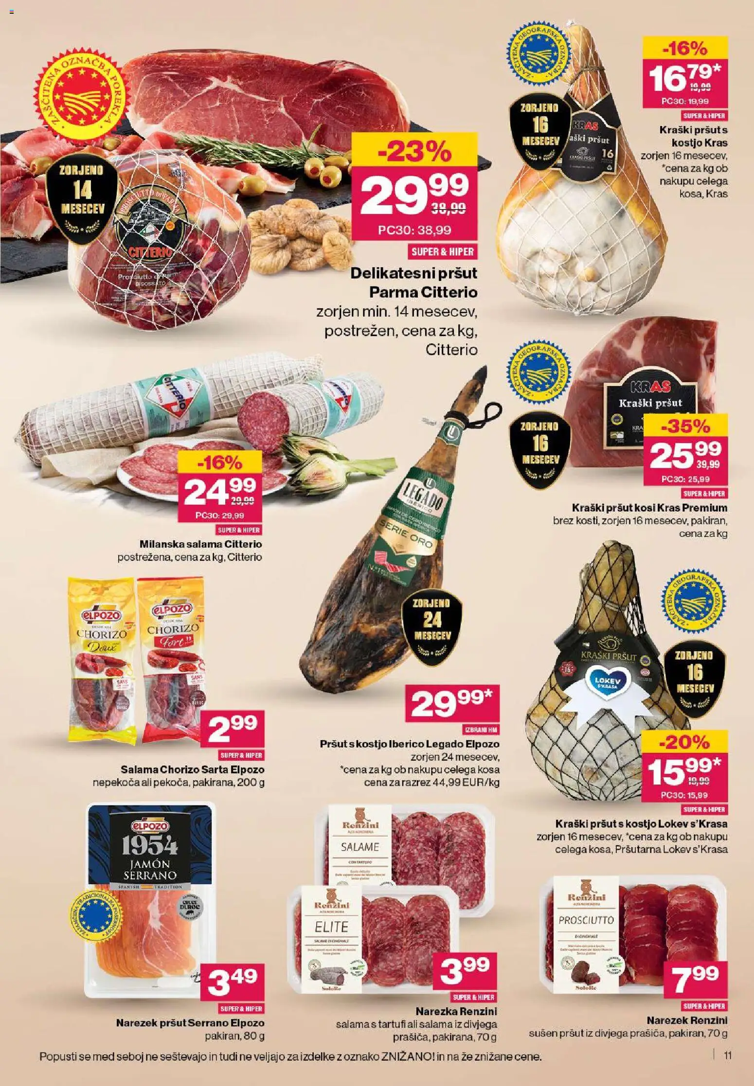 Novi Mercator katalog ponudbe – veljaven od 13.11.2025 | Stran: 11 | Izdelki: Pršut, Narezek, Salama
