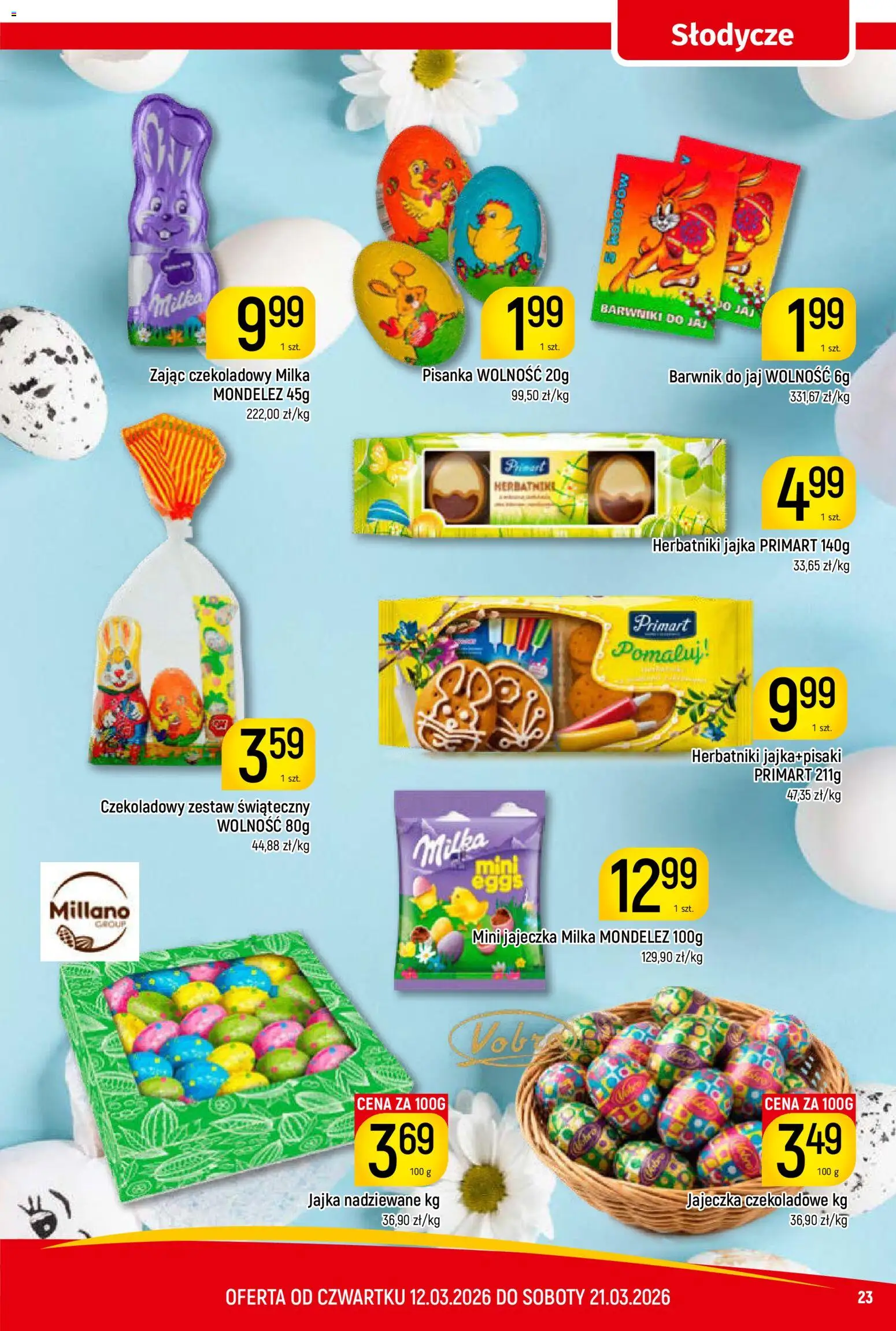 Piotruś Pan gazetka od 12.03.2026 | Strona: 23 | Produkty: Słodycze, Milka, Herbatniki, Jajka