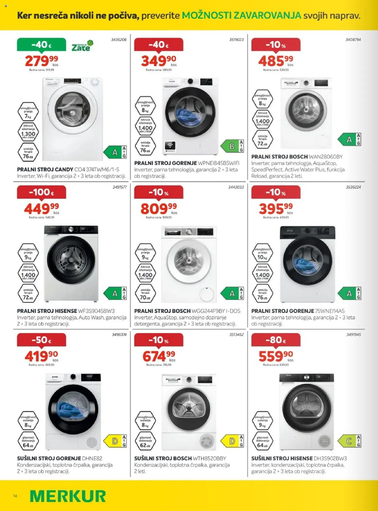 Novi Merkur katalog ponudbe – veljaven od 04.02.2026 | Stran: 14 | Izdelki: Pralni stroj, Susilni stroj