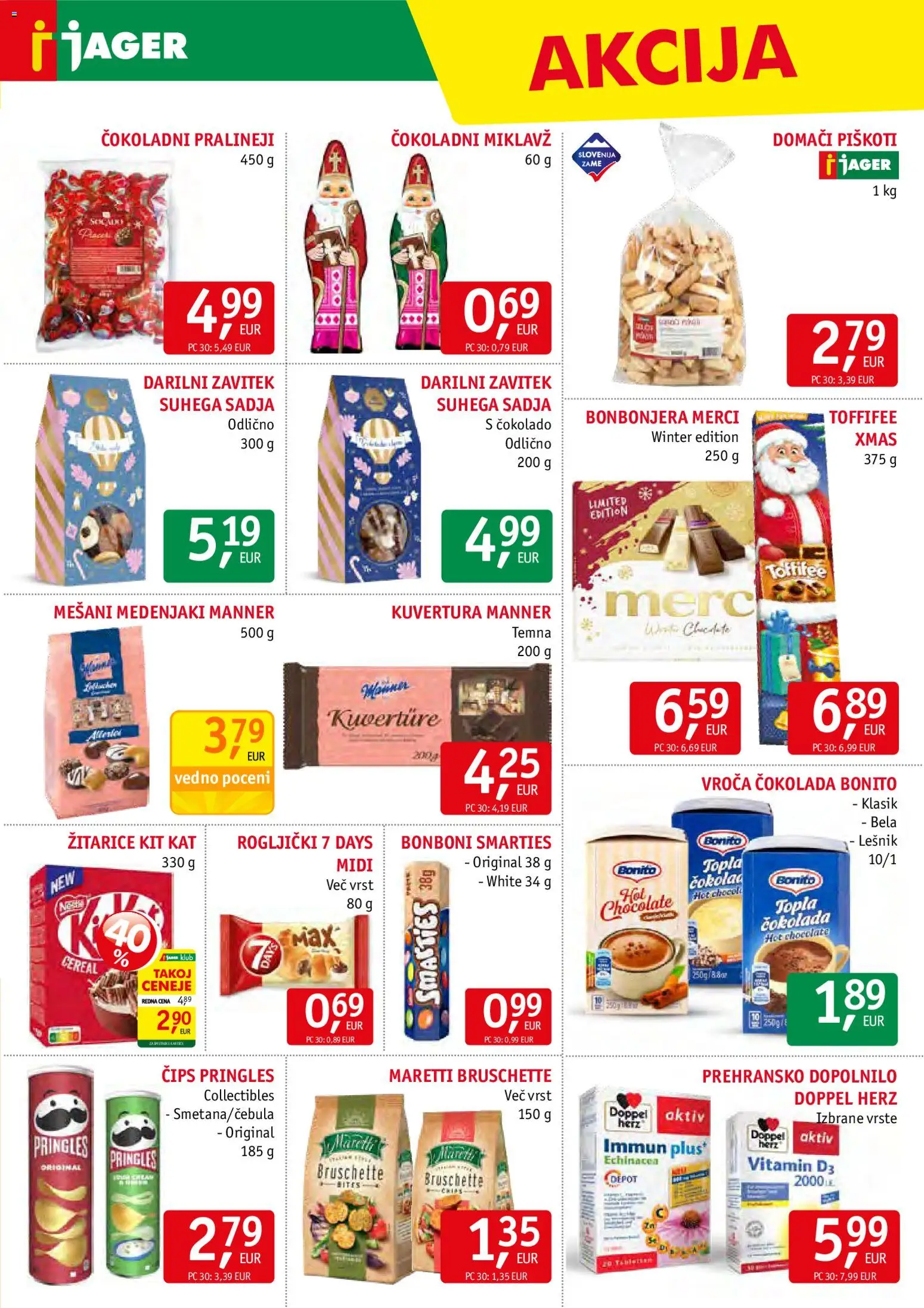 Novi Jager katalog ponudbe – veljaven od 19.11.2025 | Stran: 11 | Izdelki: Rogljički, Cokolada, Cips, Piskoti