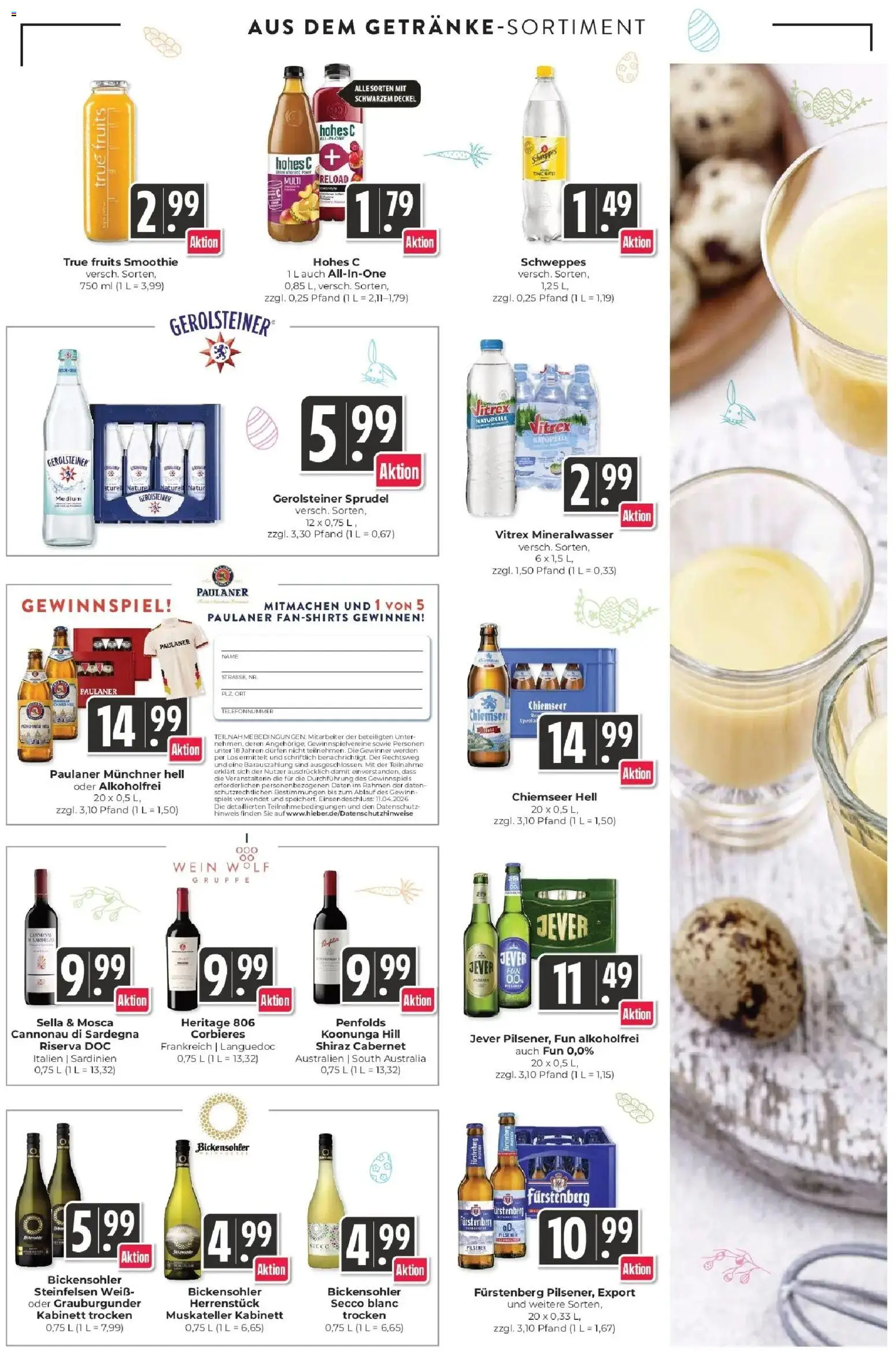 Angebote - Hieber's Frischecenter: Meine Woche – gültig ab 29.03.2026 | Seite: 14 | Produkte: Mineralwasser, Jever, Paulaner, Gerolsteiner