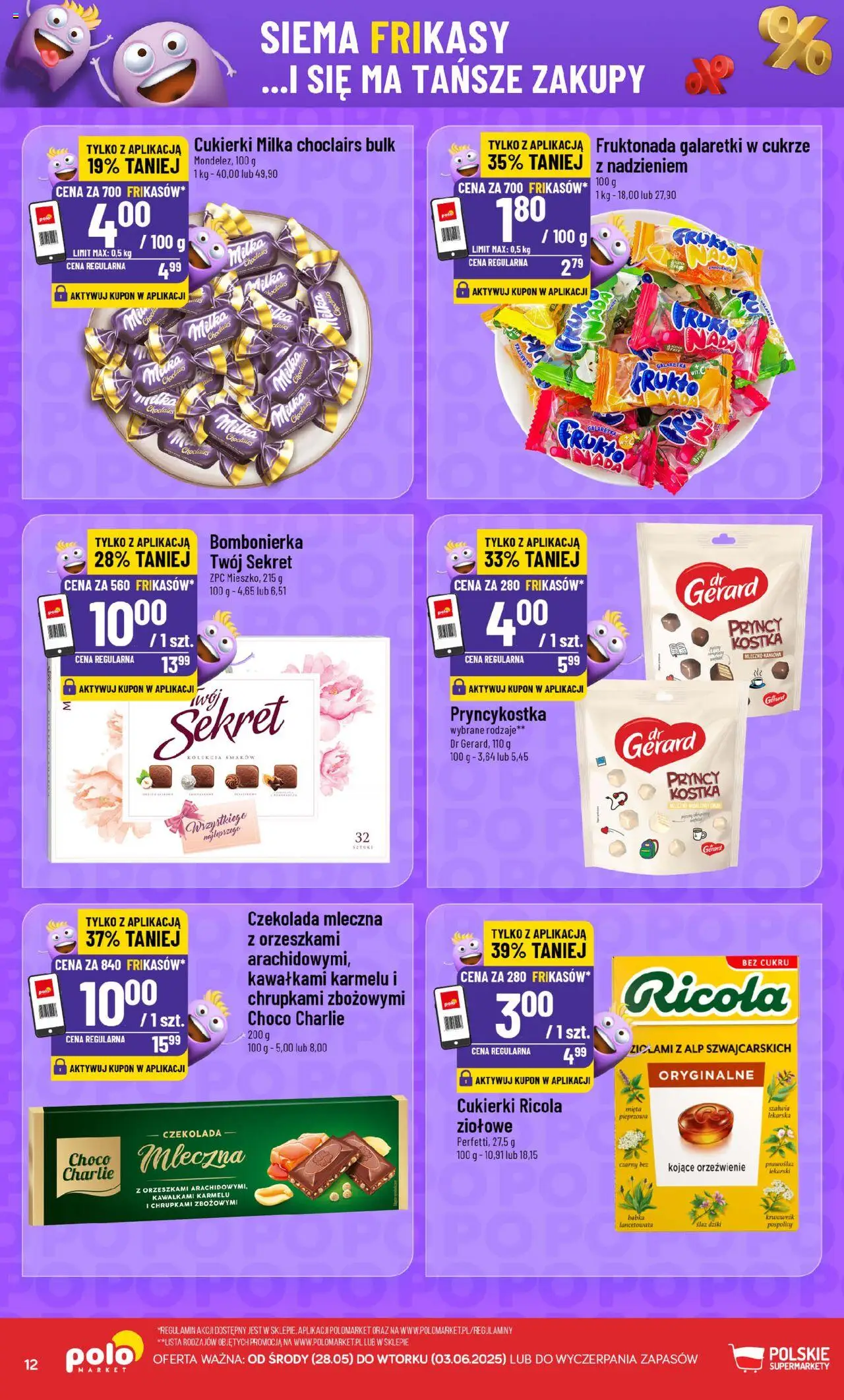 POLOmarket Gazetka - Frikasowe hity od 28.05.2025 | Strona: 12 | Produkty: Galaretki, Czekolada mleczna, Milka, Czekolada