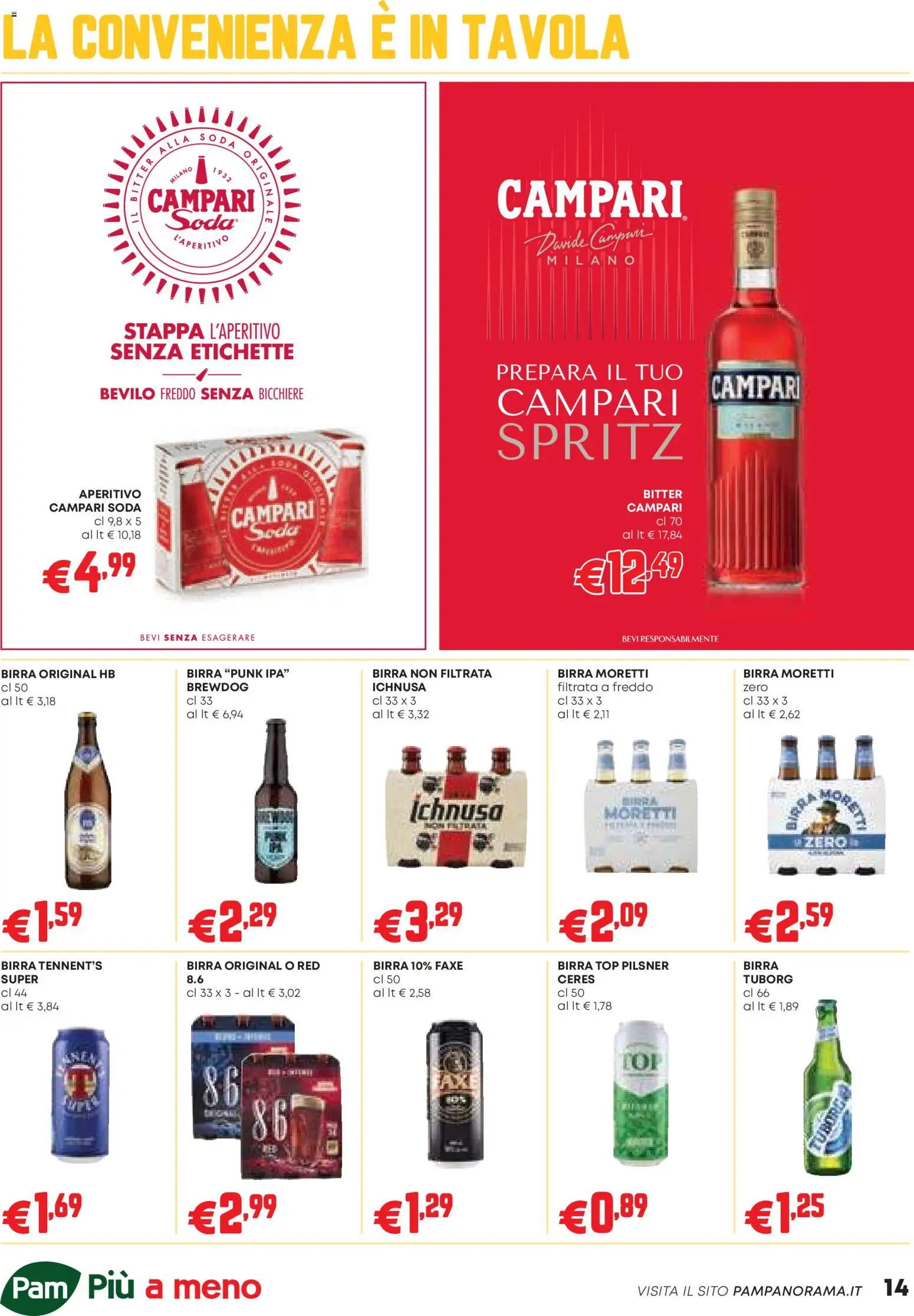 Volantino PAM del 12.03.2026 | Pagina: 14 | Prodotti: Birra, Top, Birra Moretti, Aperitivo