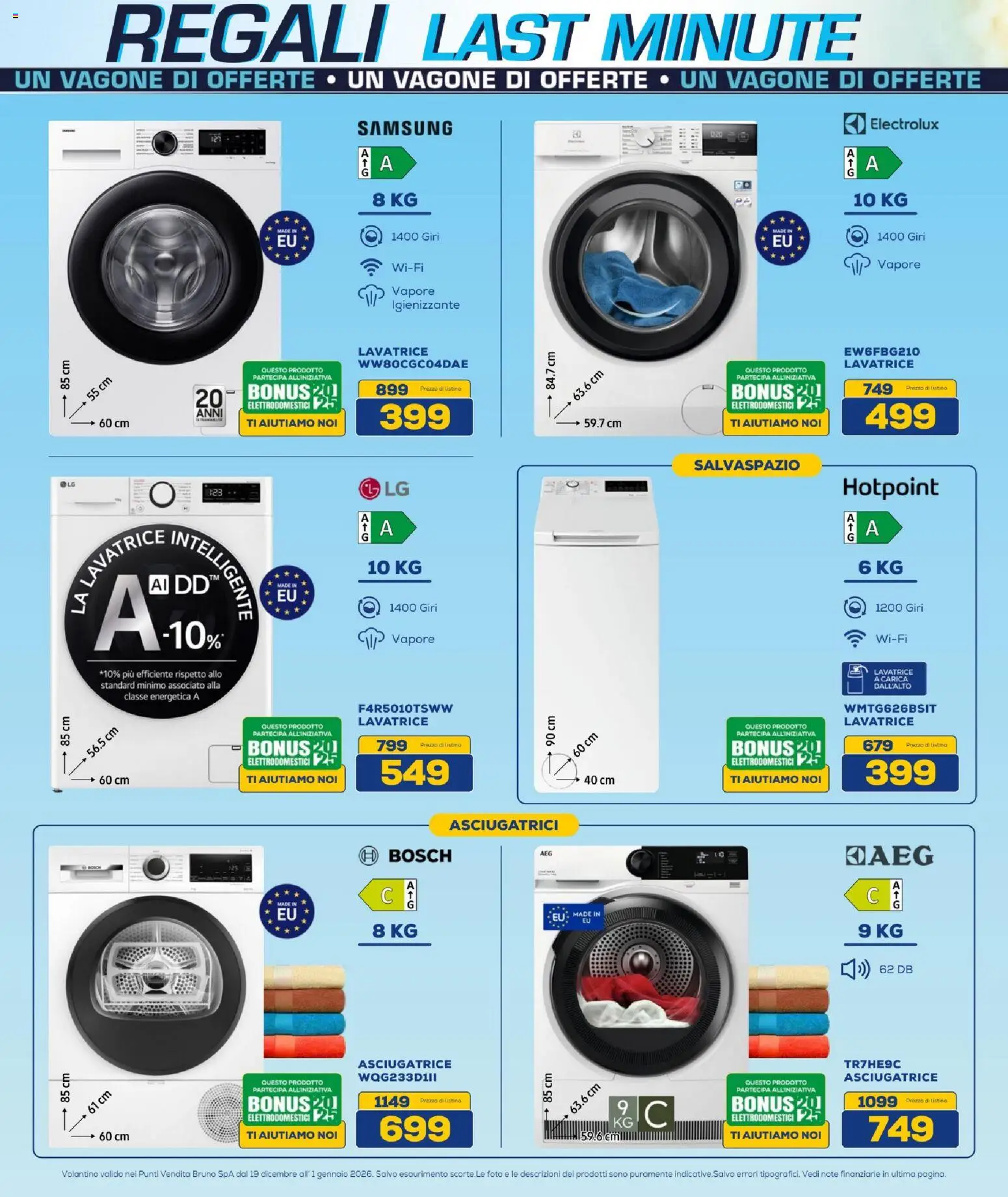 Volantino BRUNO del 19.12.2025 | Pagina: 13 | Prodotti: Lavatrice, Asciugatrice, Samsung