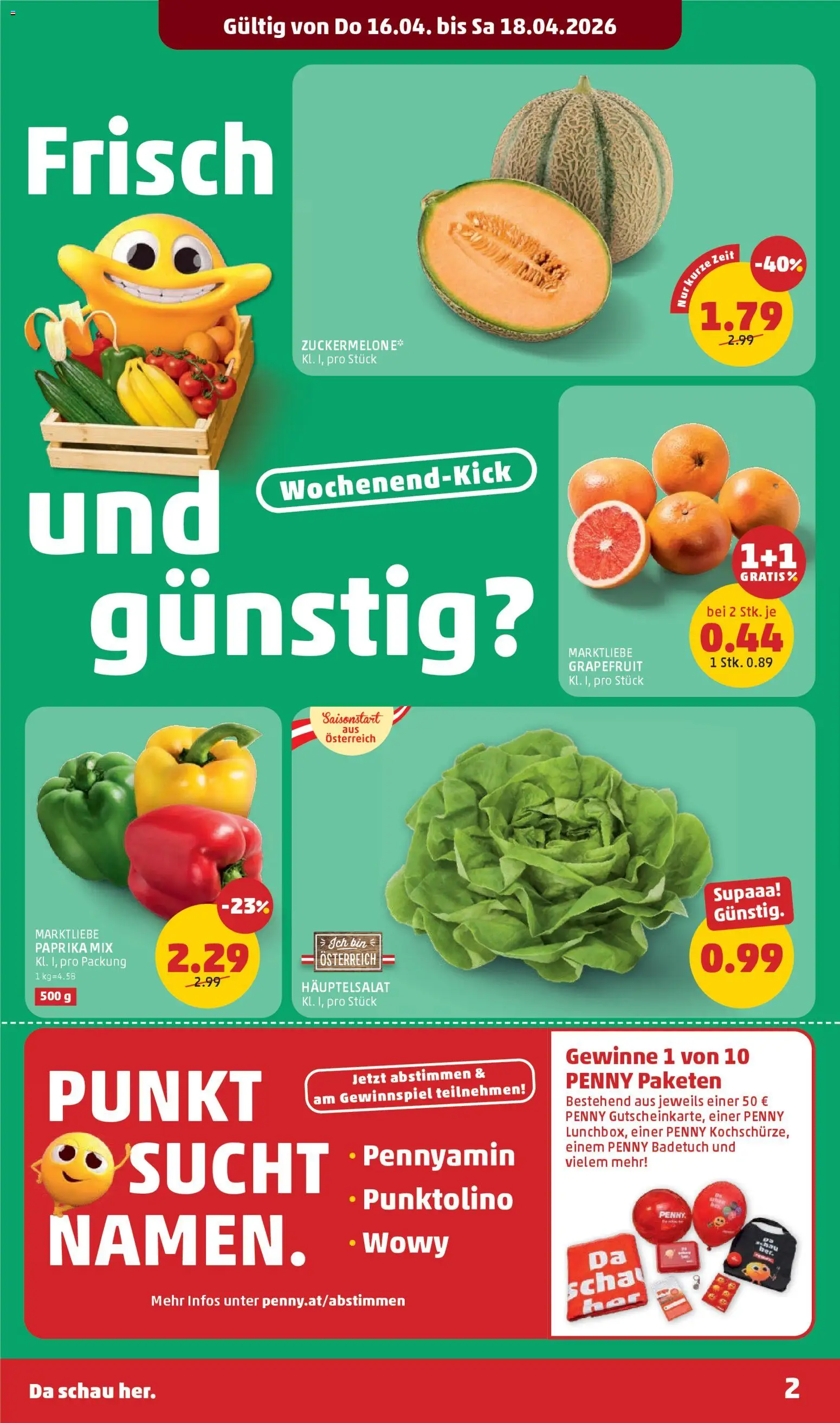 Penny Markt - Flugblatt gültig ab 16.04.2026 | Seite: 2 | Produkte: Grapefruit, Schal