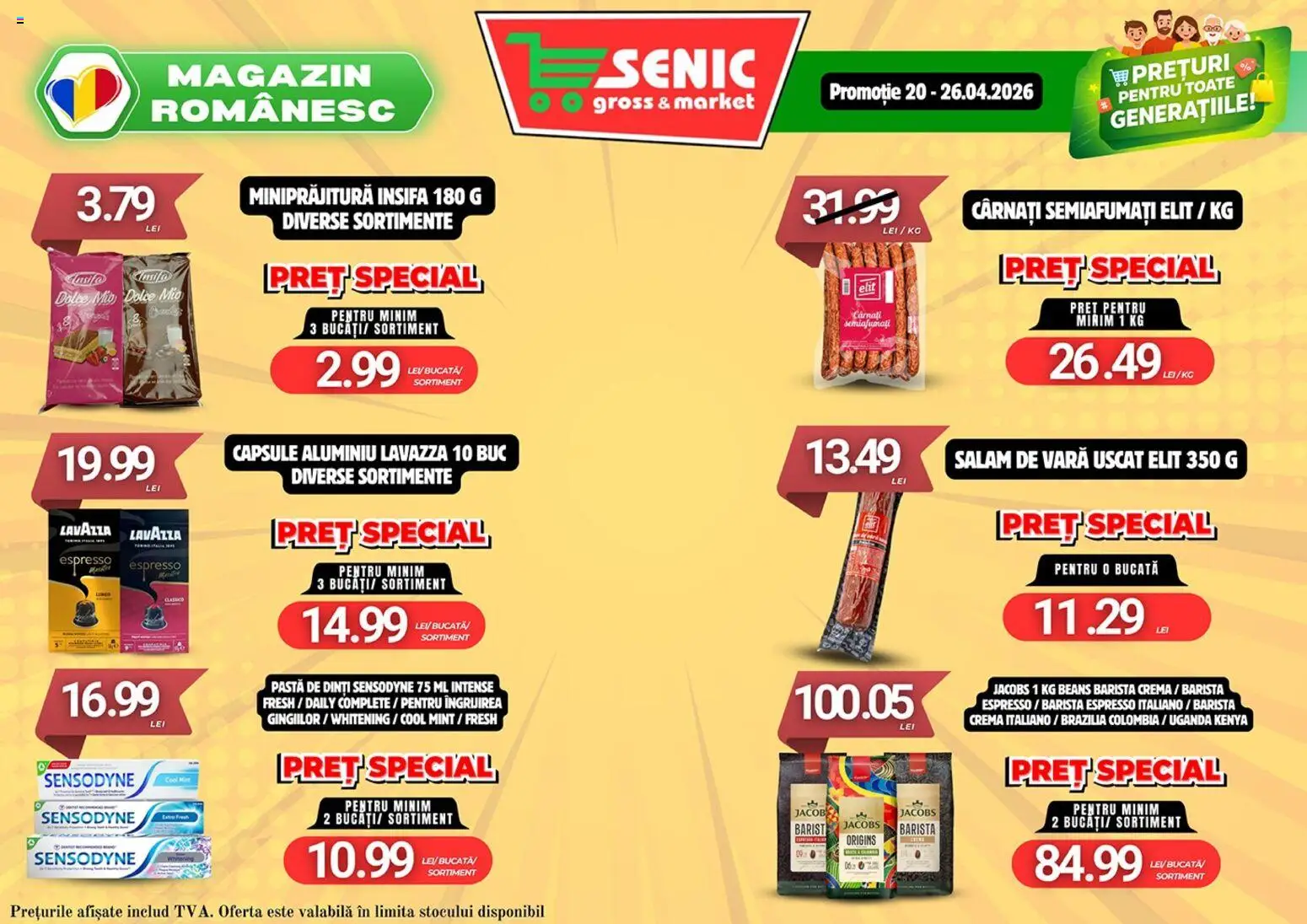 Noul catalog Senic – valabil de la 20.04.2026 | Pagină: 4 | Produse: Cremă, Salam, Pastă de dinți, Cârnați