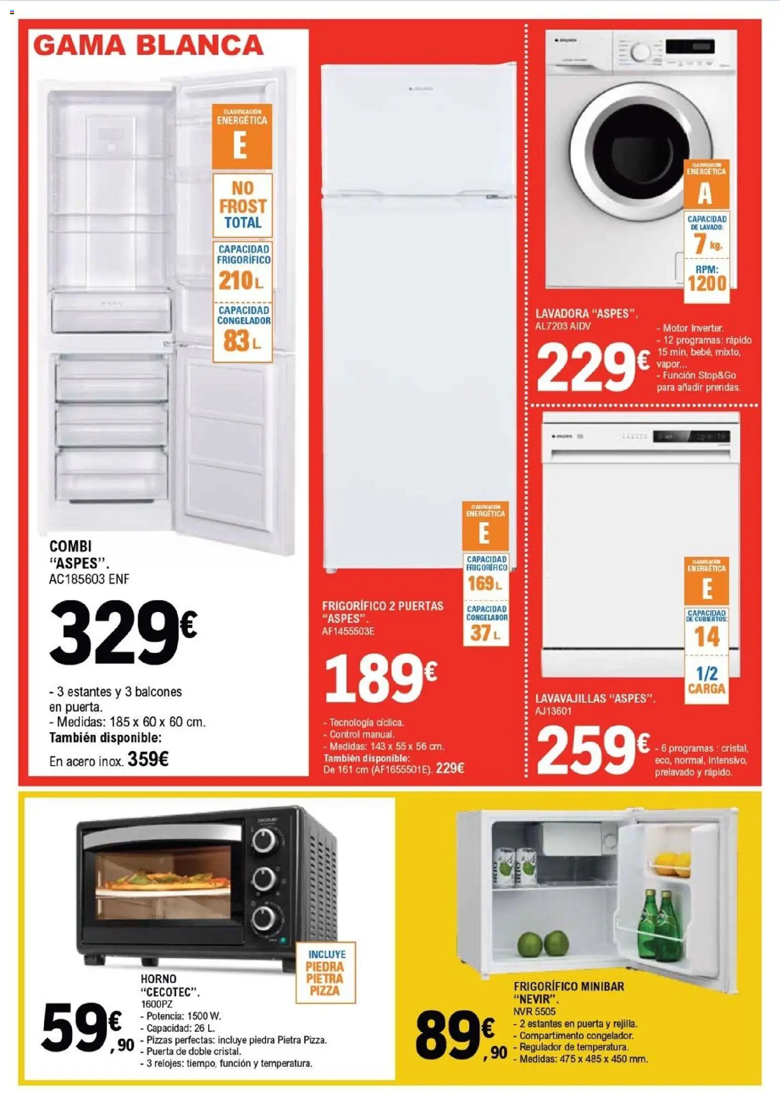 E.Leclerc folleto Salamanca │ válido desde el 04.03.2026 | Página: 14 | Productos: Pizza, Congelador, Lavadora, Combi