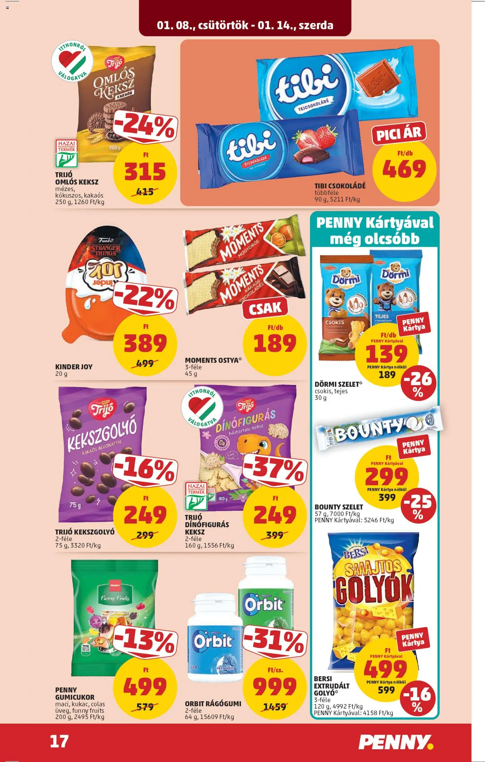 PENNY akciós ujság - amely érvényes a következő dátumtól: 08.01.2026 | Oldal: 21 | Termékek: Háztartási keksz, Gumicukor, Tejcsokoládé, Keksz