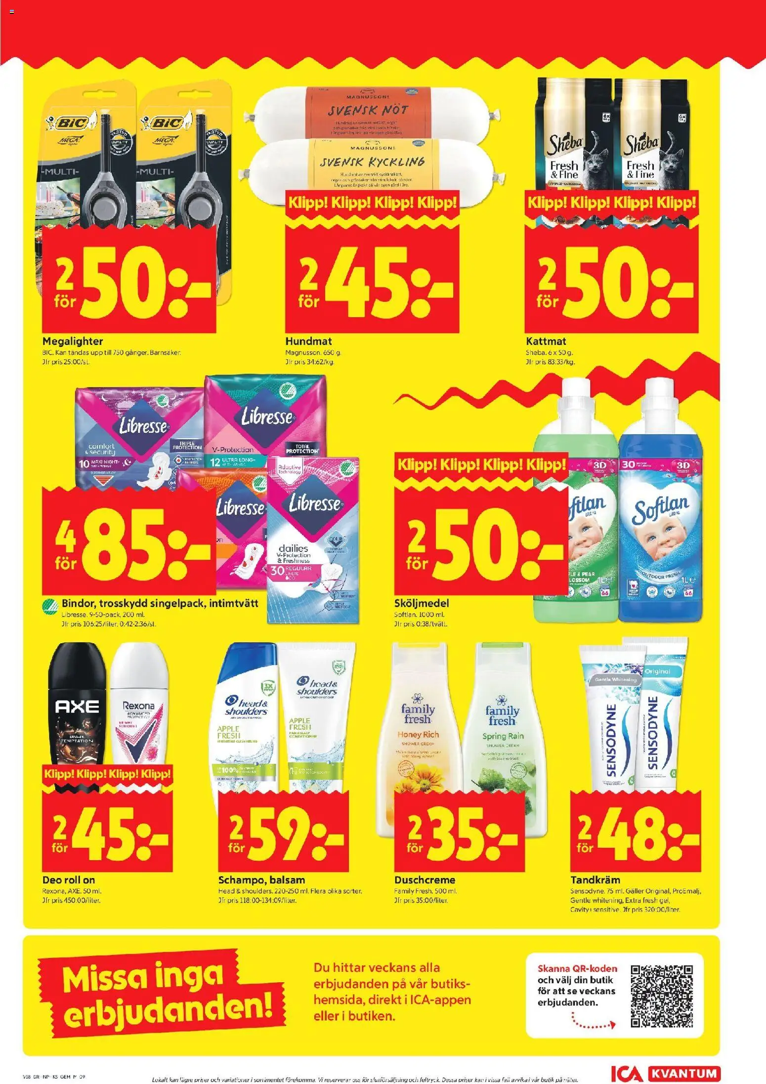 ICA Kvantum reklamblad aktuell från 27.04.2026 | Sida: 9 | Produkter: Tandkräm, Äpple, Kattmat, Hundmat