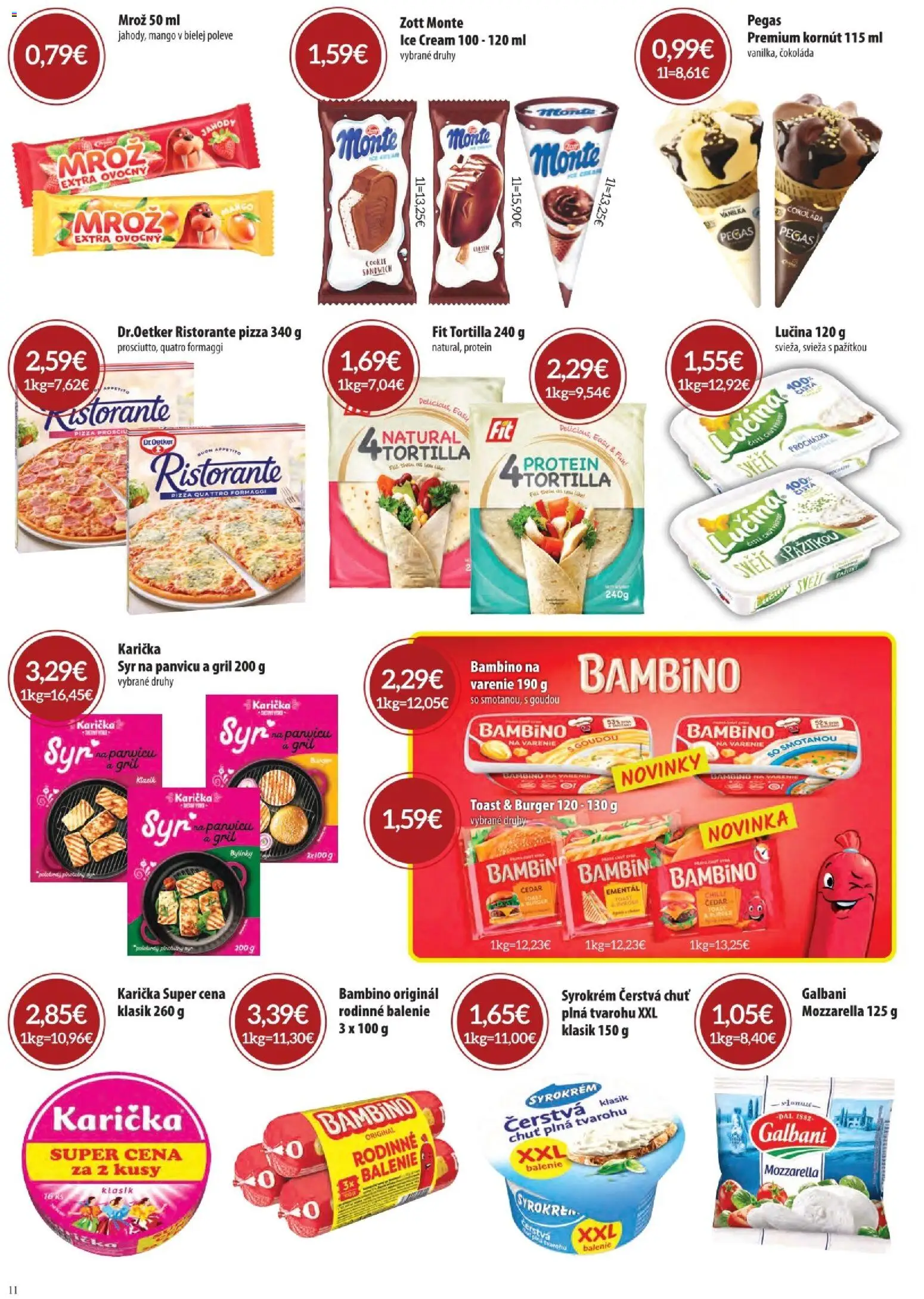 Nové CBA Komfos akcie – leták je platný od 07.05.2026 | Strana: 12 | Produkty: Gril, Tortilla, Mozzarella, Čokoláda