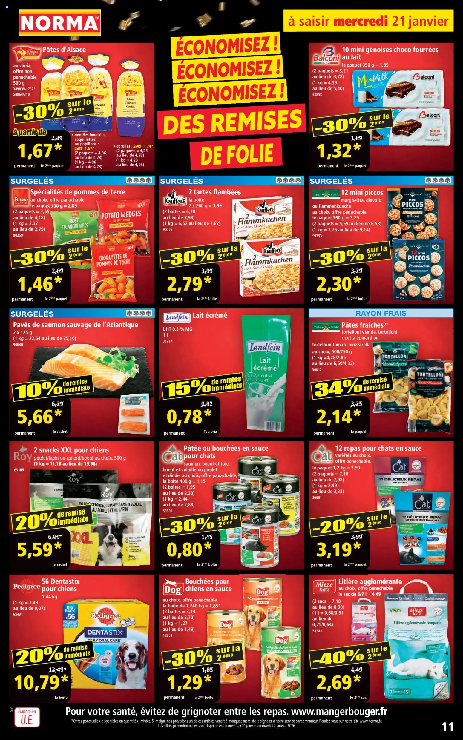 {H1} | Page: 11 | Produits: Base, Litière, Lait, Pâtes