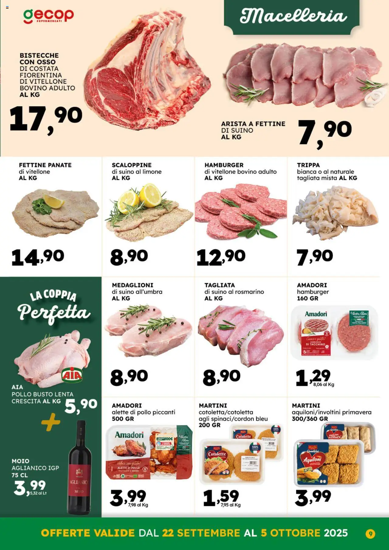 Volantino GECOP del 22.09.2025 | Pagina: 9 | Prodotti: Bovino, Pollo, Tacchino, Hamburger
