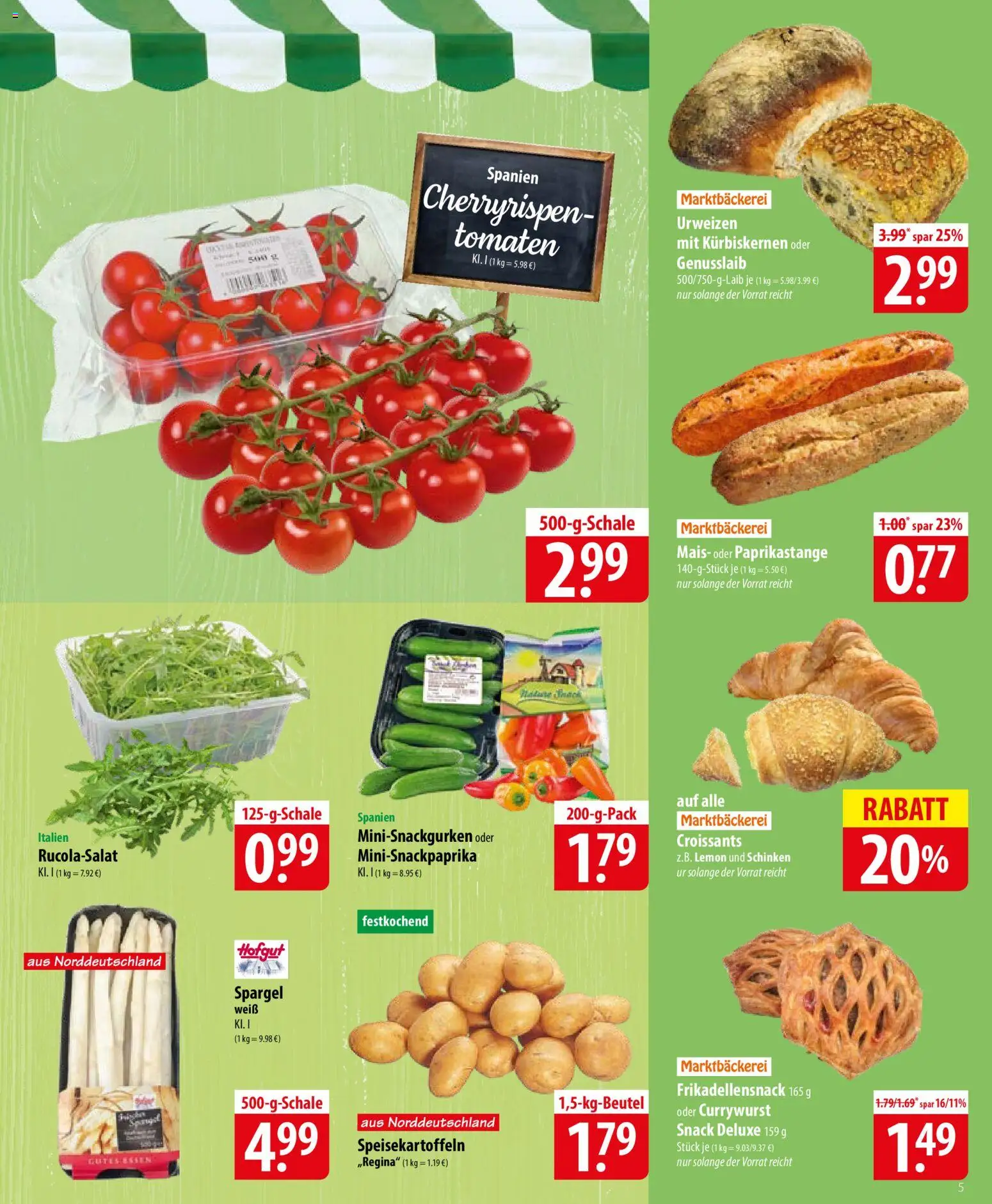 Famila Prospekt 	 – gültig ab 27.04.2026 | Seite: 5 | Produkte: Tomaten, Spargel, Schinken