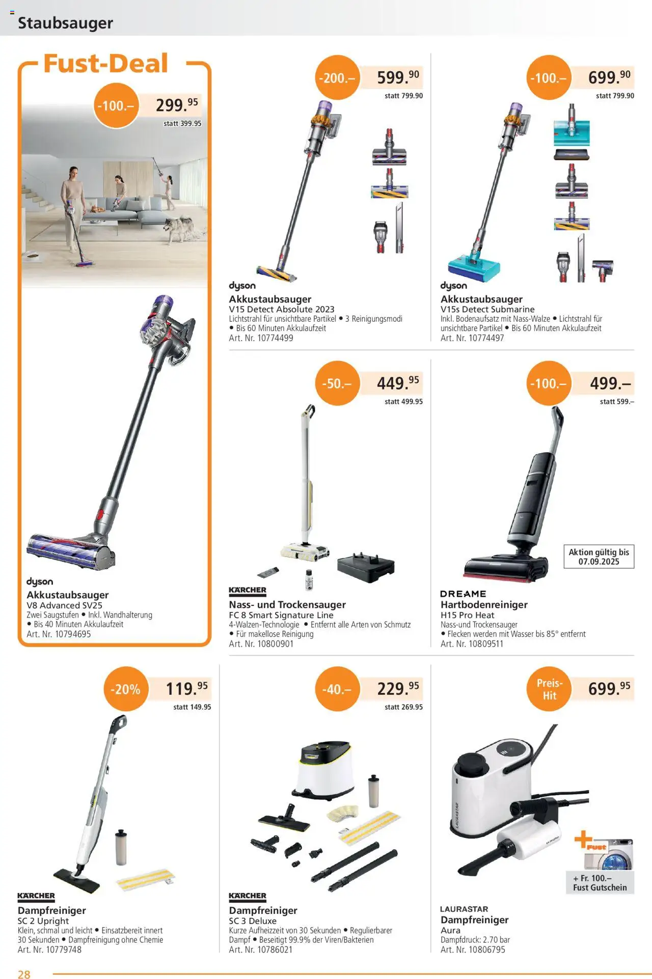 Fust Aktionen ab 25.08.2025 | Seite: 28 | Produkte: Wasser, Staubsauger, Dyson