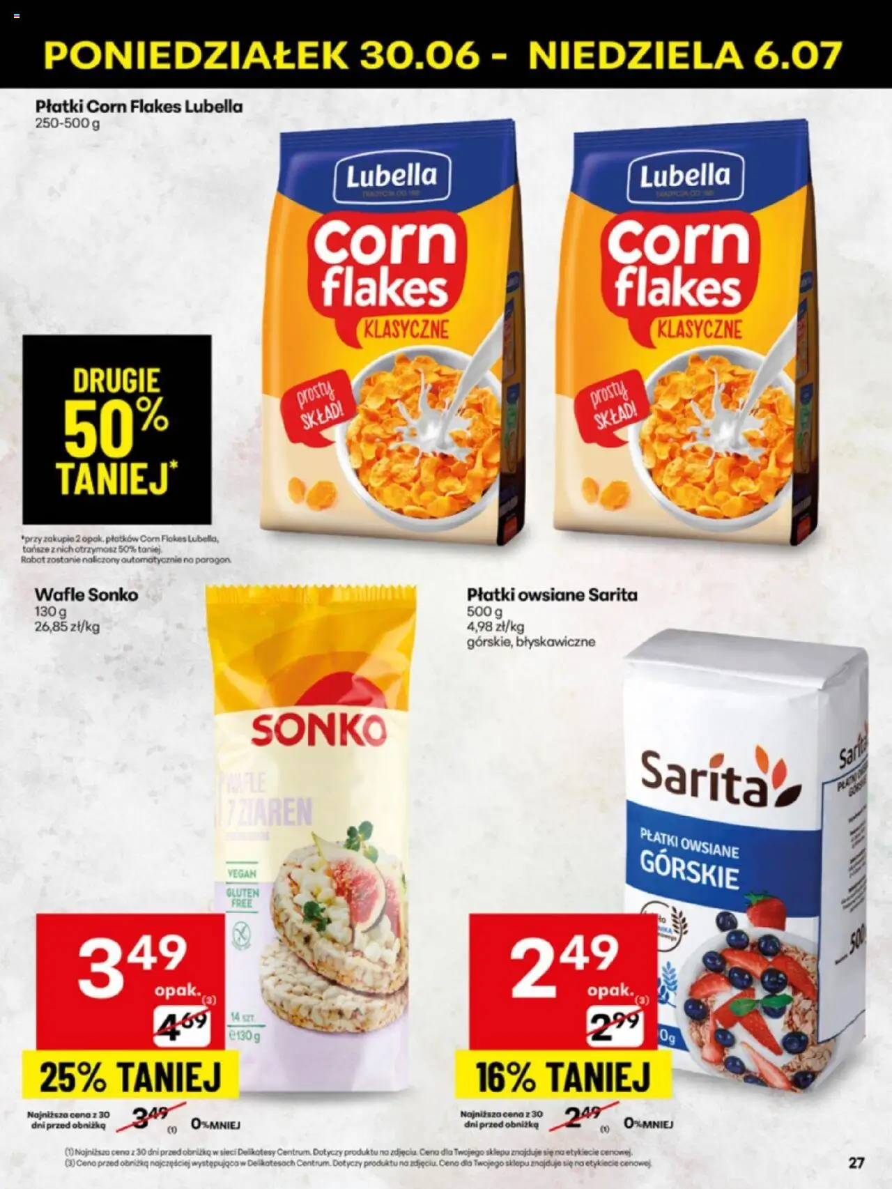 Delikatesy Centrum Gazetka - Sklepy Własne od 30.06.2025 | Strona: 27 | Produkty: Płatki owsiane, Delikatesy, Płatki, Corn Flakes