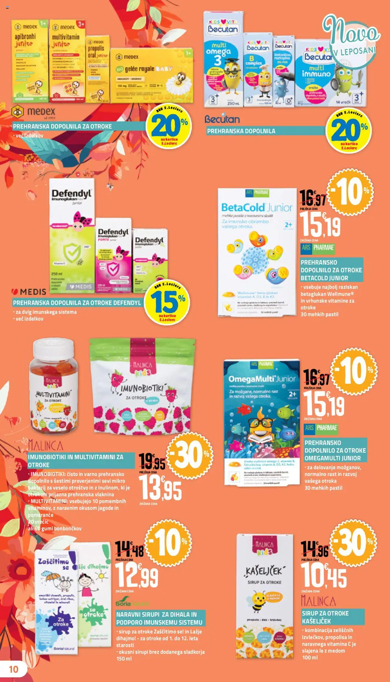 E.leclerc katalog leposana │ velja od 29.08.2025 | Stran: 10 | Izdelki: Prehranska dopolnila, Sirup, Pomarance, Jagode