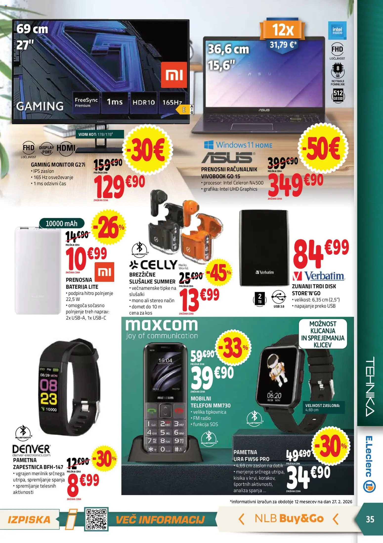 Novi E.leclerc katalog ponudbe – veljaven od 11.03.2026 | Stran: 3 | Izdelki: Prenosni racunalnik, Baterija, Disk, Kos