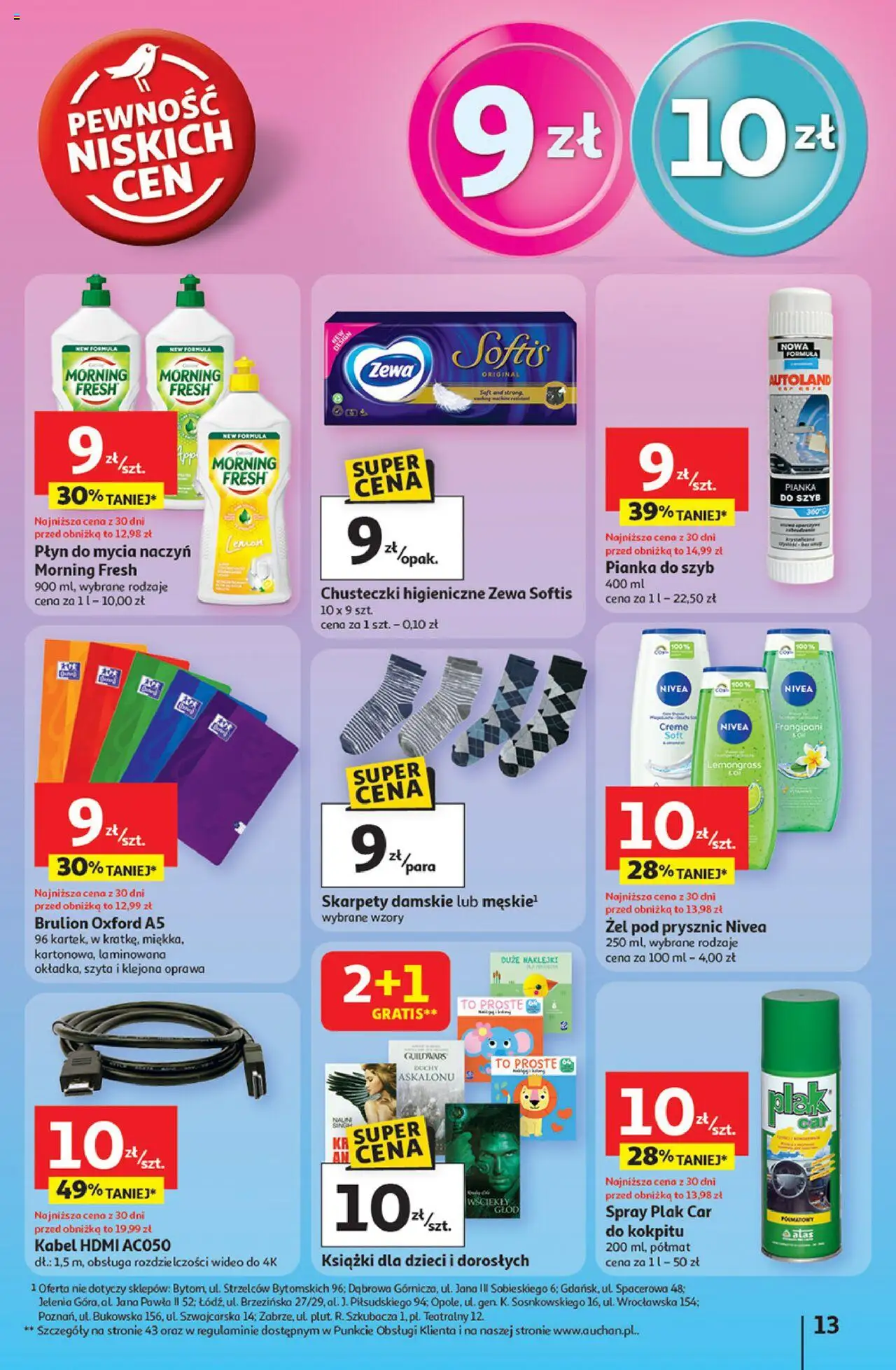 Auchan Gazetka - Pewność niskich cen Hipermarket od 18.09.2025 | Strona: 13 | Produkty: Książki, Naklejki, Żel pod prysznic, Płyn do mycia naczyń