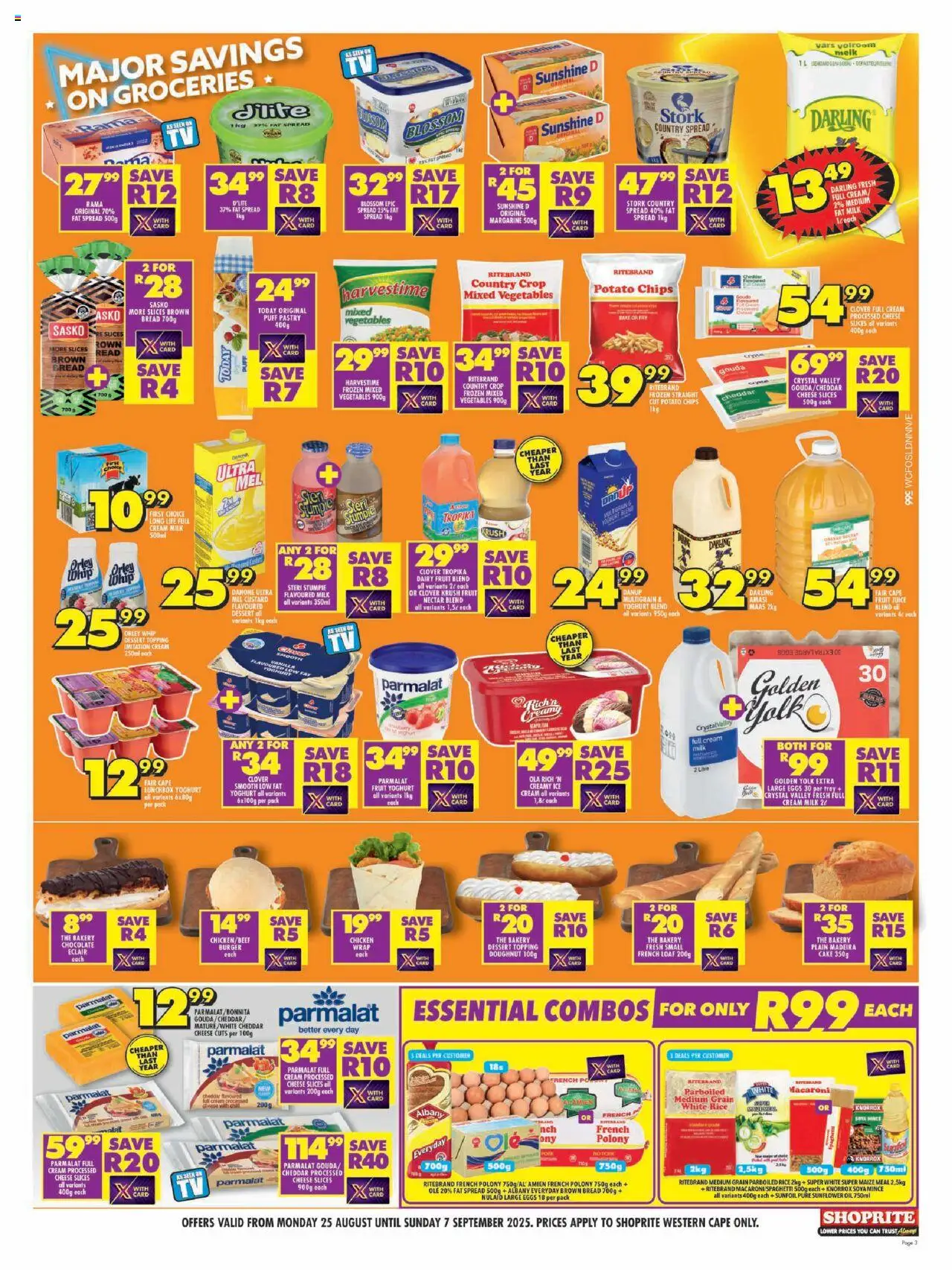 Shoprite Western Cape - Major League Deals │ valid from 25.08.2025 | Page: 3 | Products: Chocolate, Chicken, Cream, Fat spread