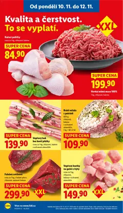 Náhled letáku Vepřové kostky na guláš z kýty, cena za 1 kg, chlazené, baleno v ochranné atmosféře od 10.11.2025 | Strana: 12 | Produkty: Hovězí, Vepřový bok, Mleté maso, Hovězí mleté maso