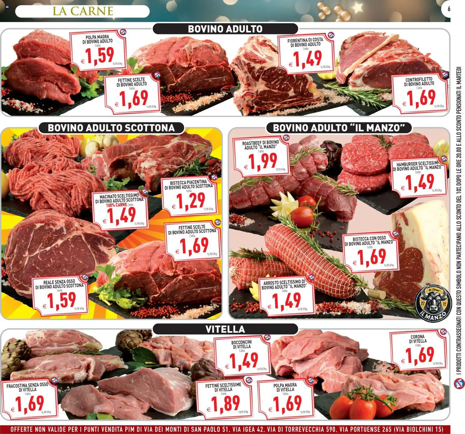 Volantino PIM Supermercati del 27.12.2025 | Pagina: 6 | Prodotti: Arrosto, Manzo, Letto, Macinato