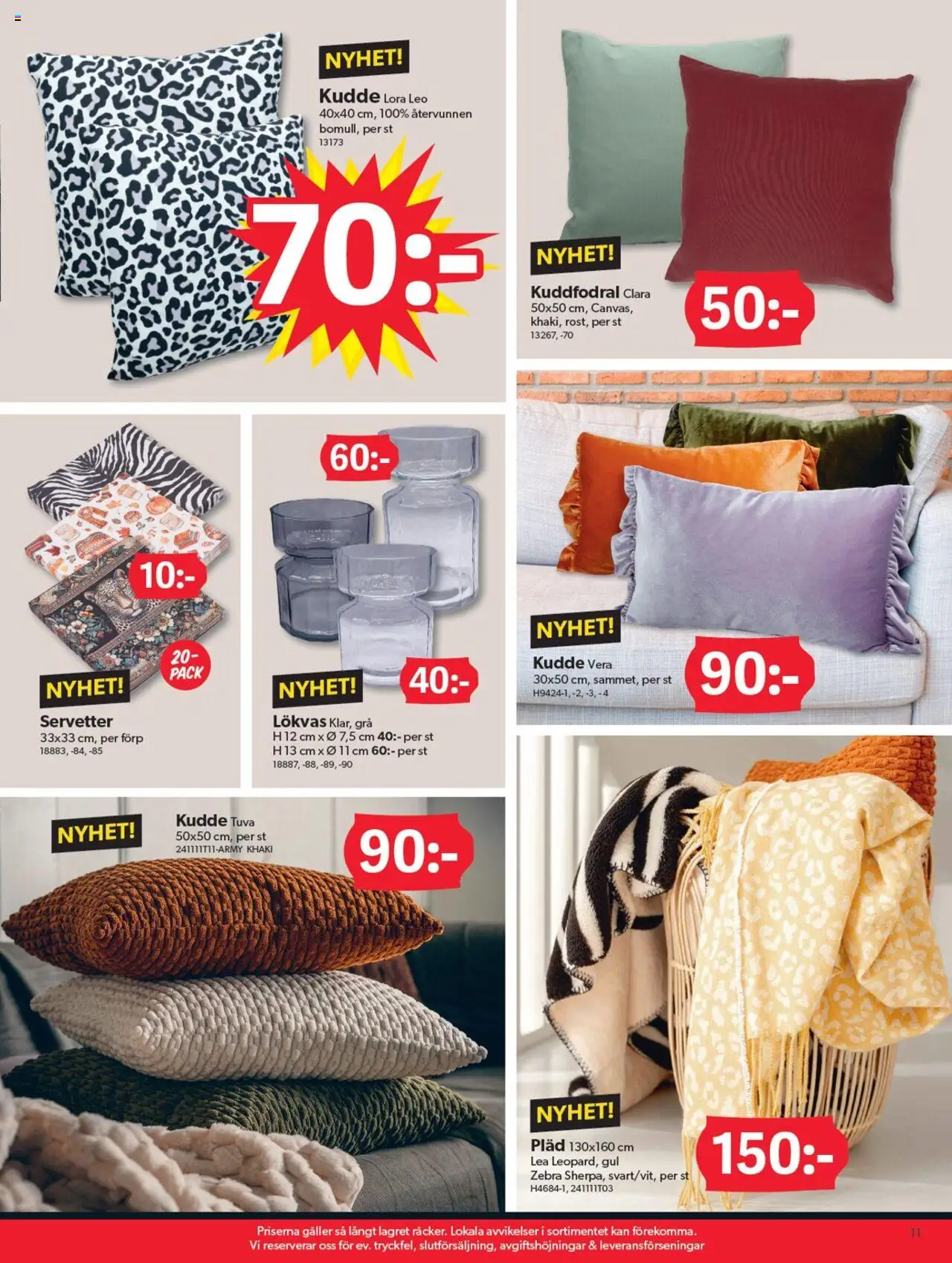 Dollar Store reklamblad aktuell från 25.08.2025 | Sida: 11 | Produkter: Pläd, Kudde, Galler, Servetter
