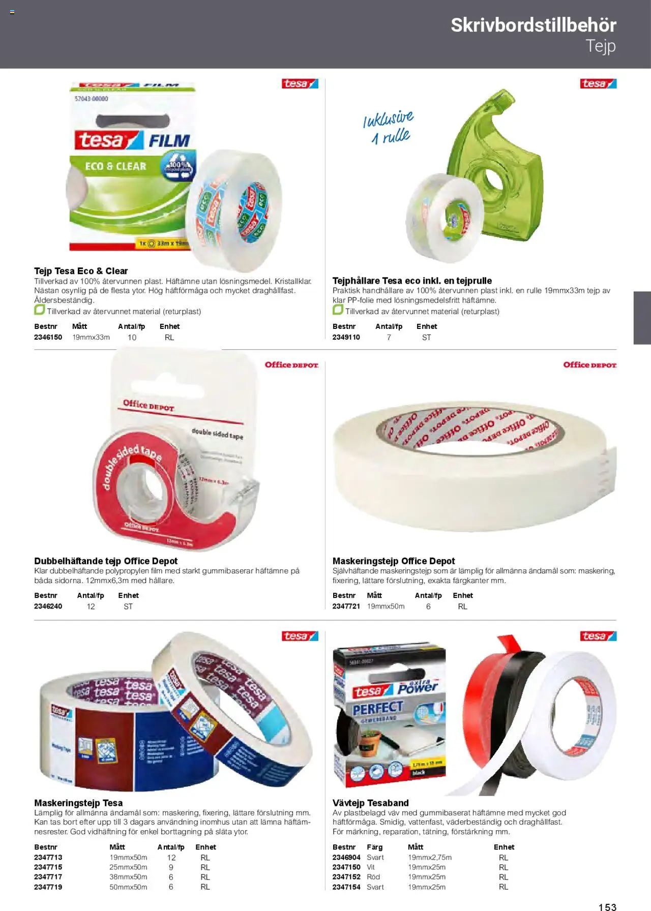 Office Depot reklamblad aktuell från 01.02.2025 | Sida: 155 | Produkter: Tejp, Maskeringstejp