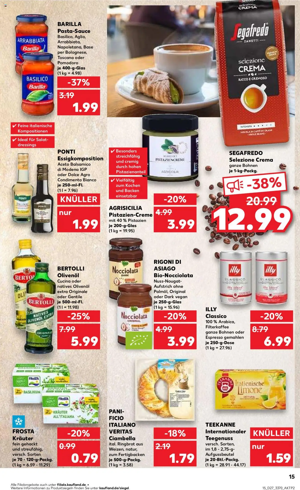 Kaufland Prospekt 	 - gültig ab dem 03.07.2025 | Seite: 15 | Produkte: Olivenol, Bertolli olivenol, Salat, Segafredo