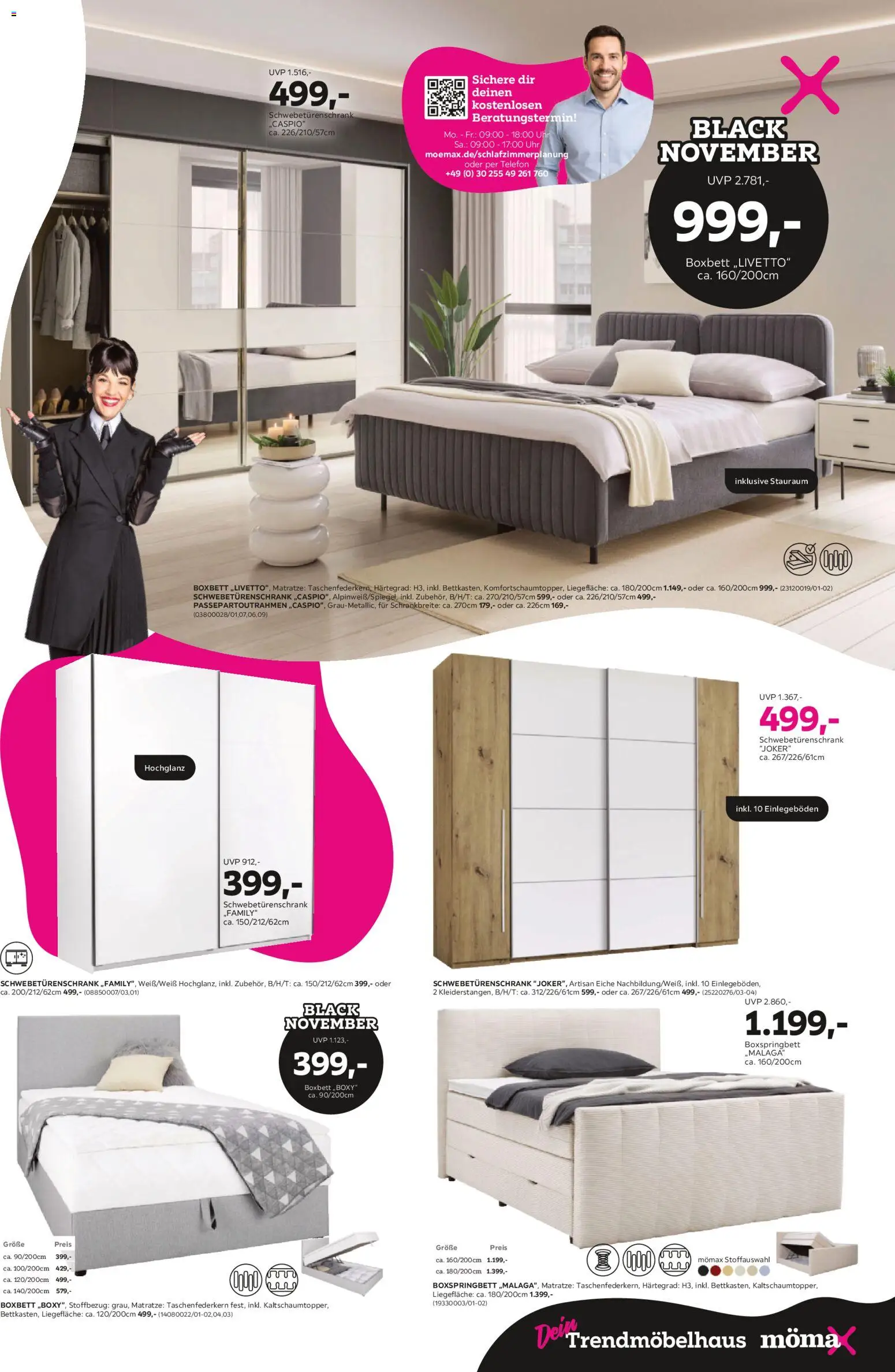 Mömax - Black Friday – gültig ab 03.11.2025 | Seite: 5 | Produkte: Matratze, Boxspringbett, Telefon, Uhr